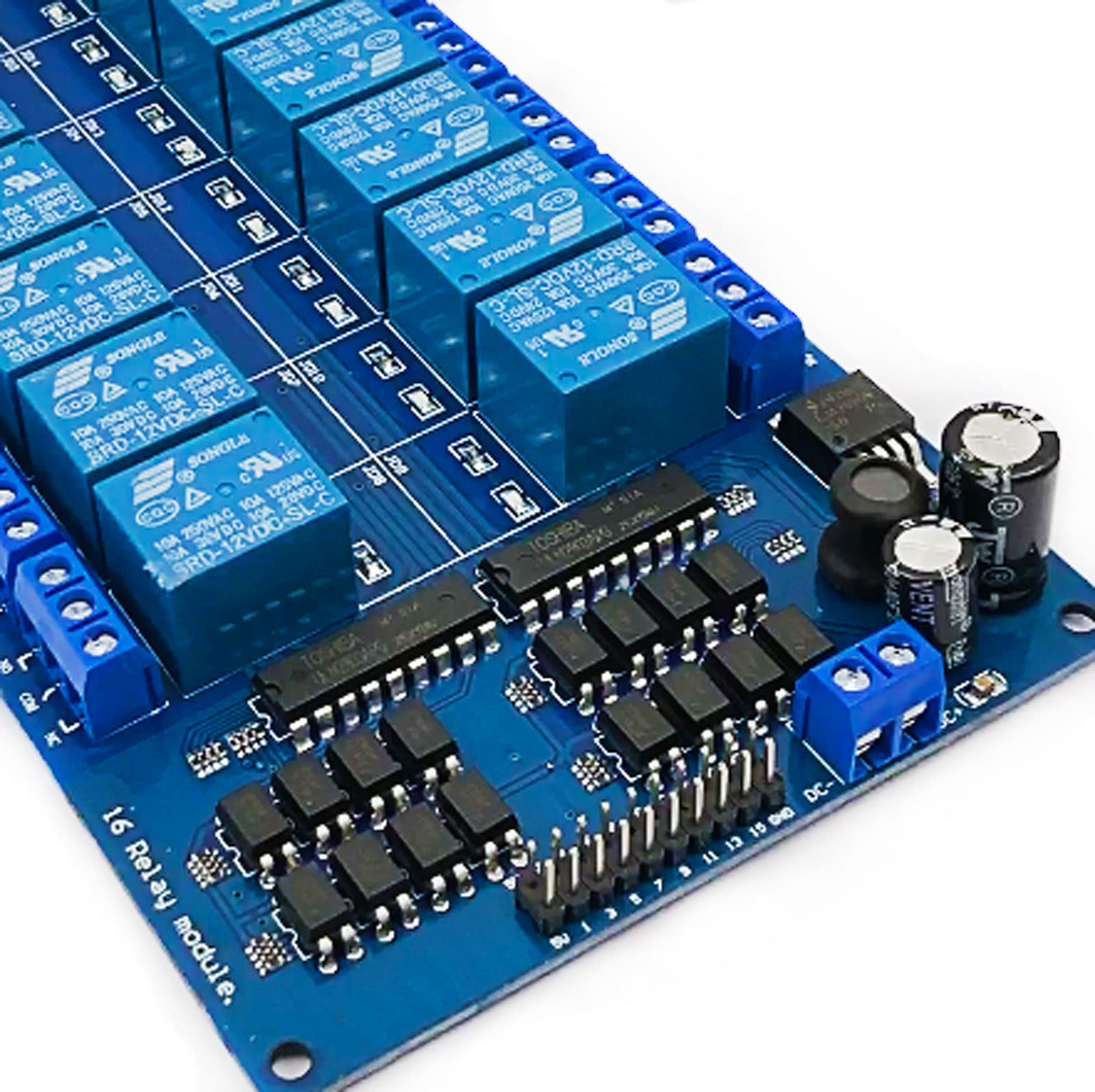Devmo 12V 16 Channel Relay Interface Board Module Optocoupler Led Lm2576 Power Compatible With Ar Duino Diy Kit Pic Arm Avr