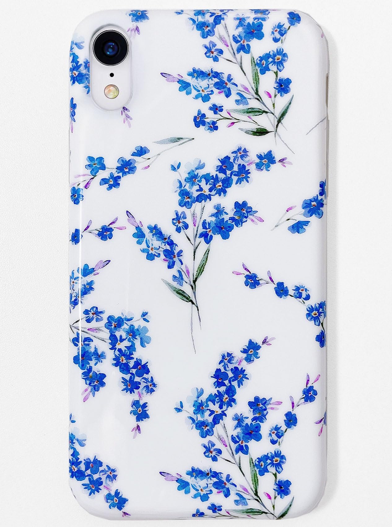 J.west Floral iPhone XR Case 6.1, Soft TPU Flower Pattern Design, Shockproof Bumper for Women & Girls Blue