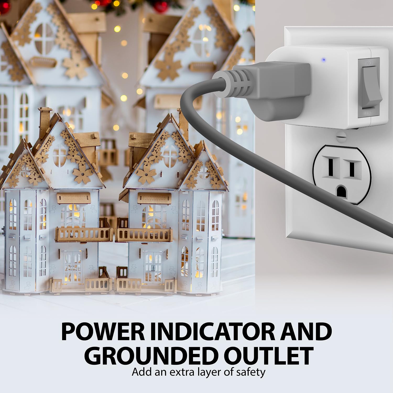 Fosmon Grounded Outlet With On/Off Switch, 3 Prong Electrical Plug Outlet Extender Switch, 245J Single Port Power Adapter Surge
