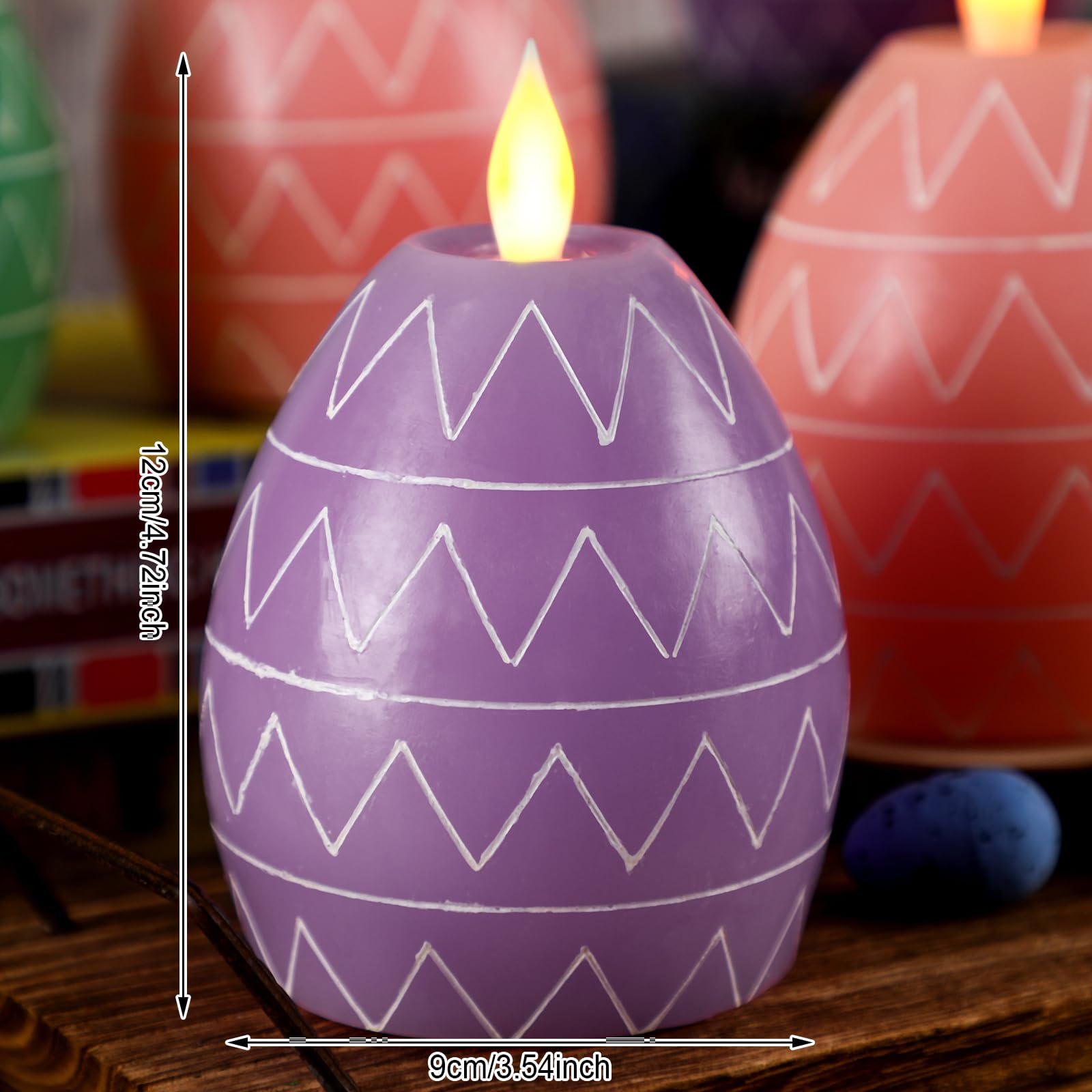 Mtlee 3 Pcs Easter Egg Candles 3 Color Scented Real Wax Led Easter Flameless Candles Spring Battery Operated Egg Shaped Holiday