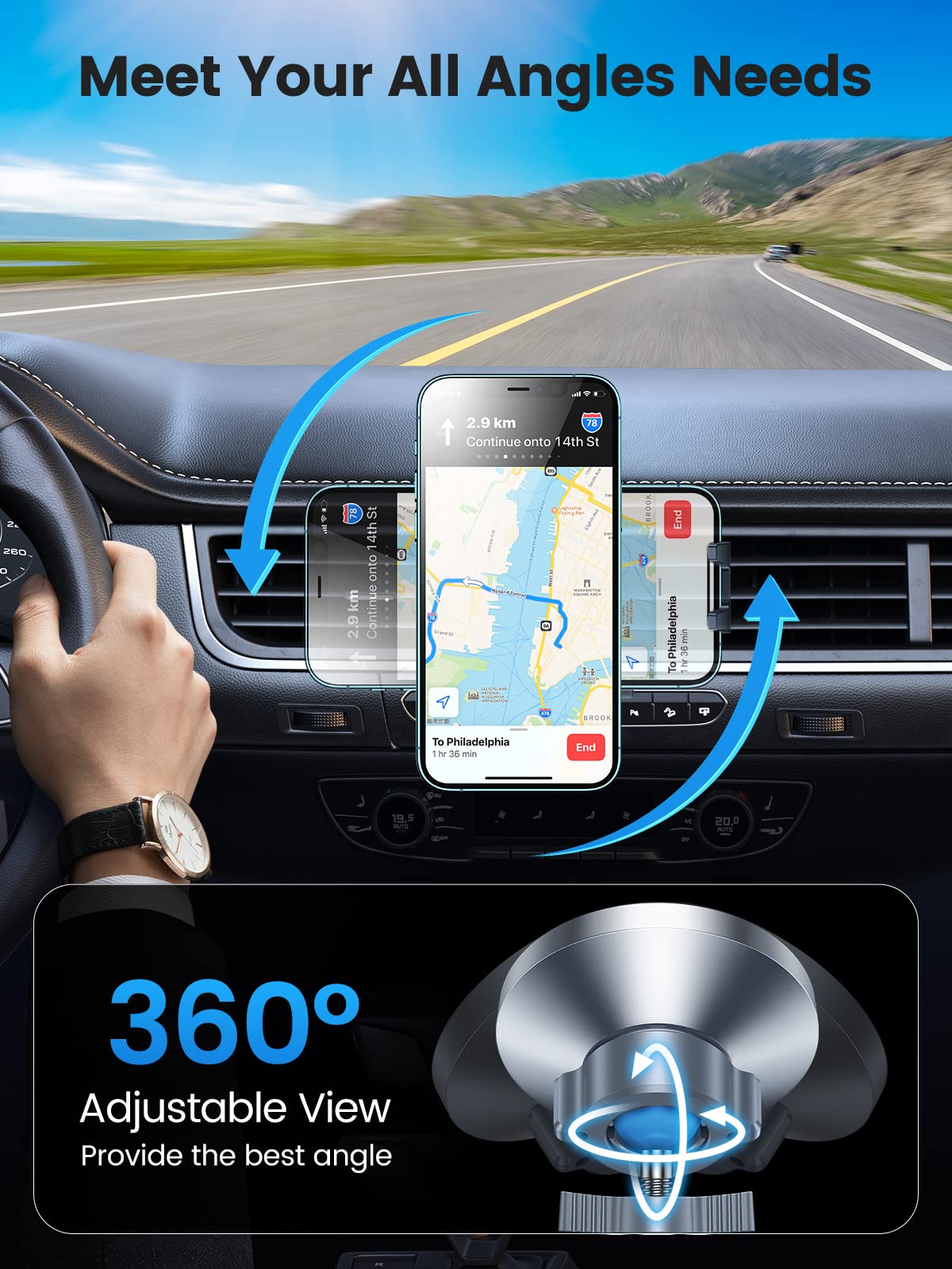 Vicseed For Magsafe Car Mount [Upgraded Strongest Magnet Power] Magnetic Phone Holder For Car Vent 360 Adjustable Magnetic Car P