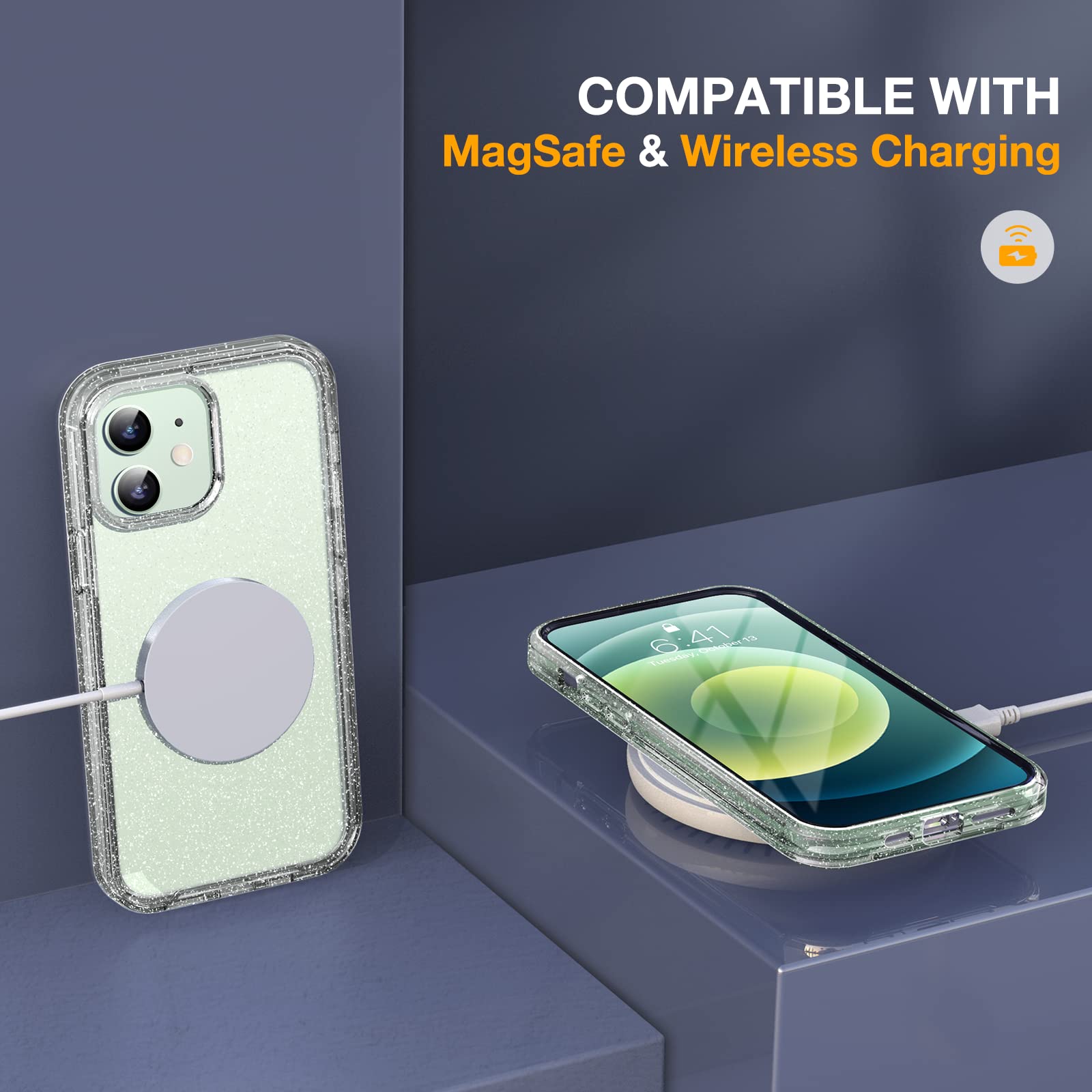 Miracase Glass Series For Iphone 12/12 Pro   Full Body Rugged Protective Case With Built In 9H Tempered Glass Screen Protector A