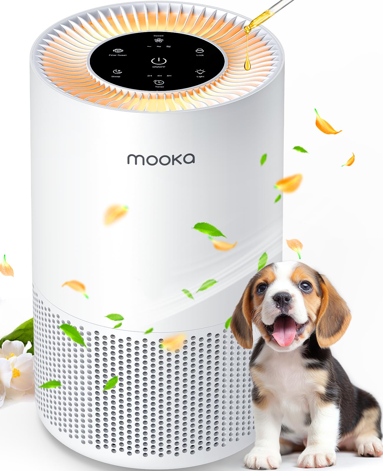 Air Purifiers for Home Large Rooms up to 1200ft, MOOKA H13 True HEPA Air Purifier for Bedroom Pets with Fragrance Sponge, Timer,