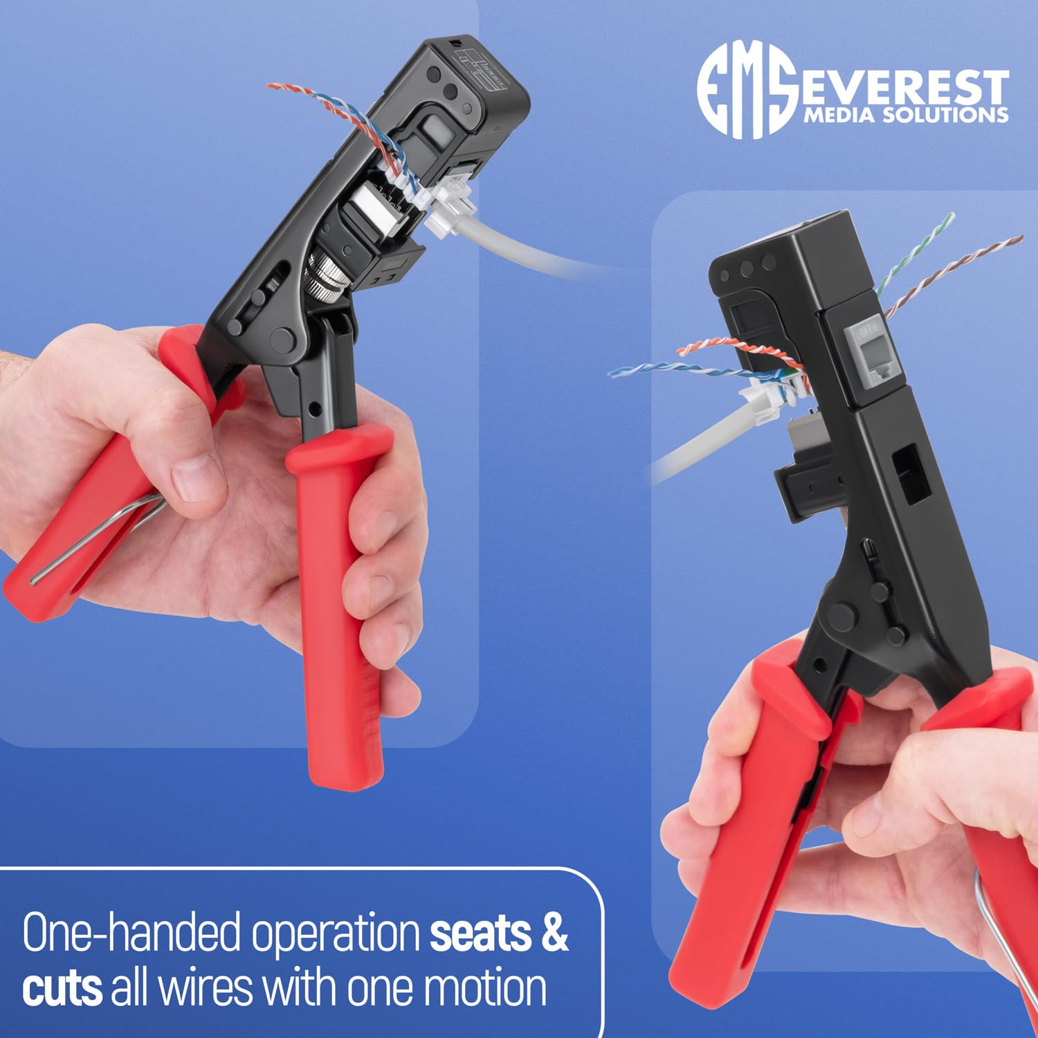 Everest Media Solutions 45Term   45 Angled Speed Termination Tool   With 20 Pack Of 45 Angled Cat6 Keystone Jacks In Gray Color