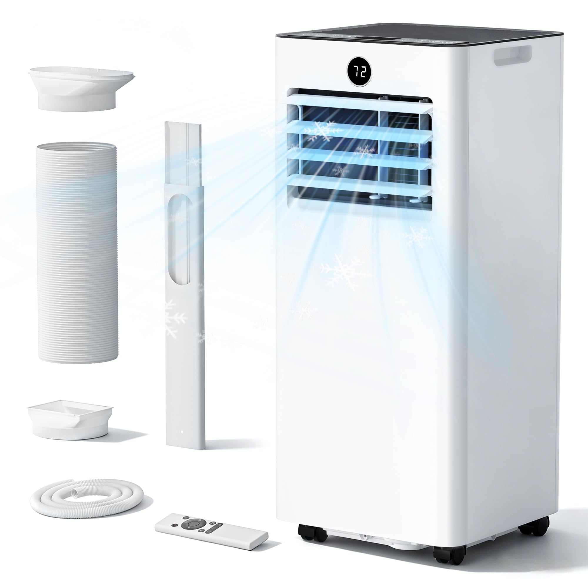 Nexaro Quiet Portable Air Conditioner 8,000 BTU, Cools Rooms up to 350 Sq. Ft, Dehumidifier & Fan Mode, Sleep Mode, 24-Hour Time