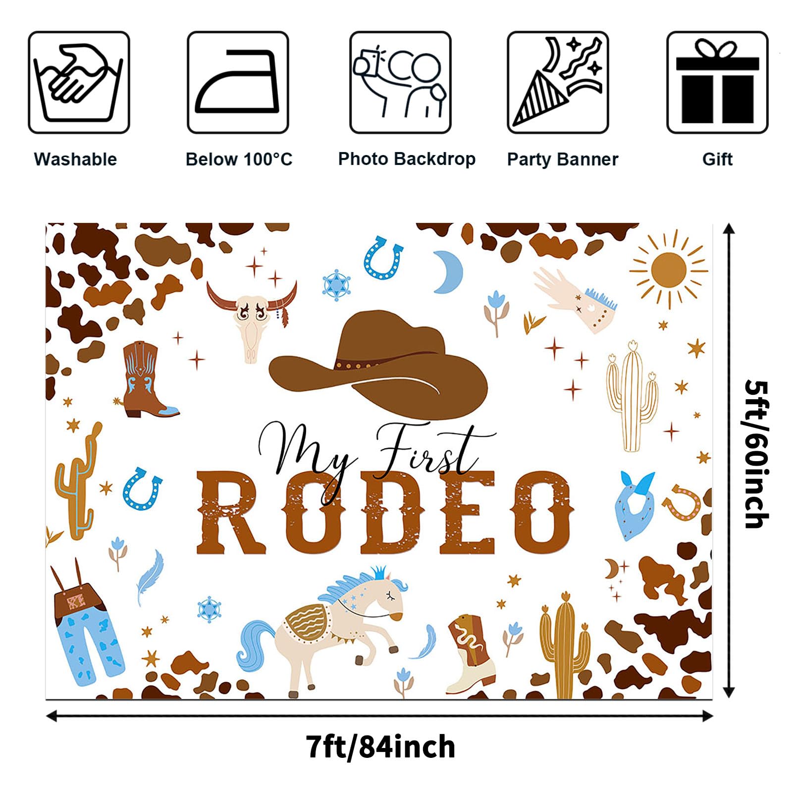 Avezano My First Rodeo Party Backdrop Western Cowboy And Cowgirl Theme 1St Birthday Party Decorations Wild West Rodeo Mexican Ca