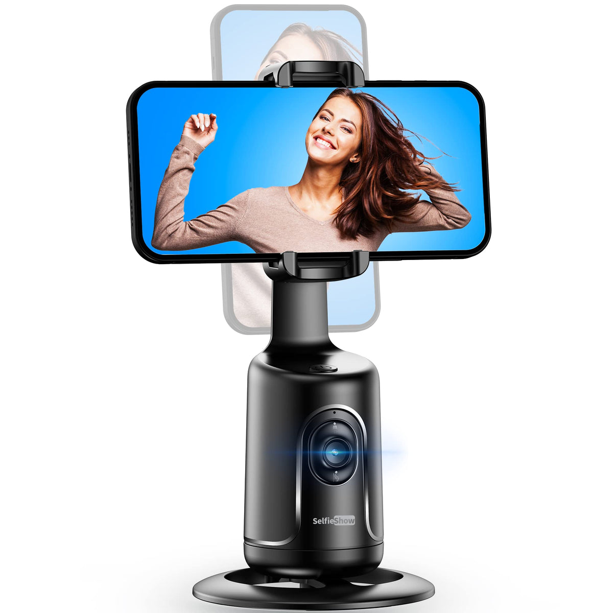 Auto Tracking Phone Holder, Auto Face Tracking Tripod, Portable All In One Smart Selfie Stick 360 Rotation Fast Face & Object Tracking Cameraman Robot Mount For Phone Video Vlog Live Streaming(Black)