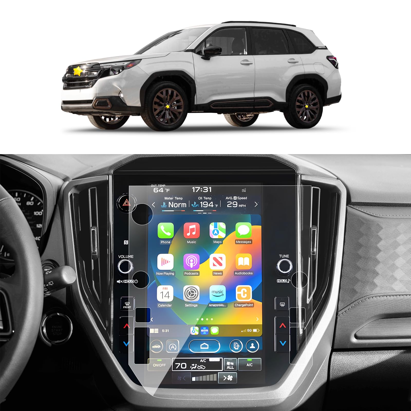 Sktu For 2025 Subaru Forester Screen Protector For 2025 Subaru Forester 11.6 Inch Navigation Display Subaru Forester 2025 Accessories High Clarity Anti Scratch 2025 Forester Screen Protector (2Pcs)