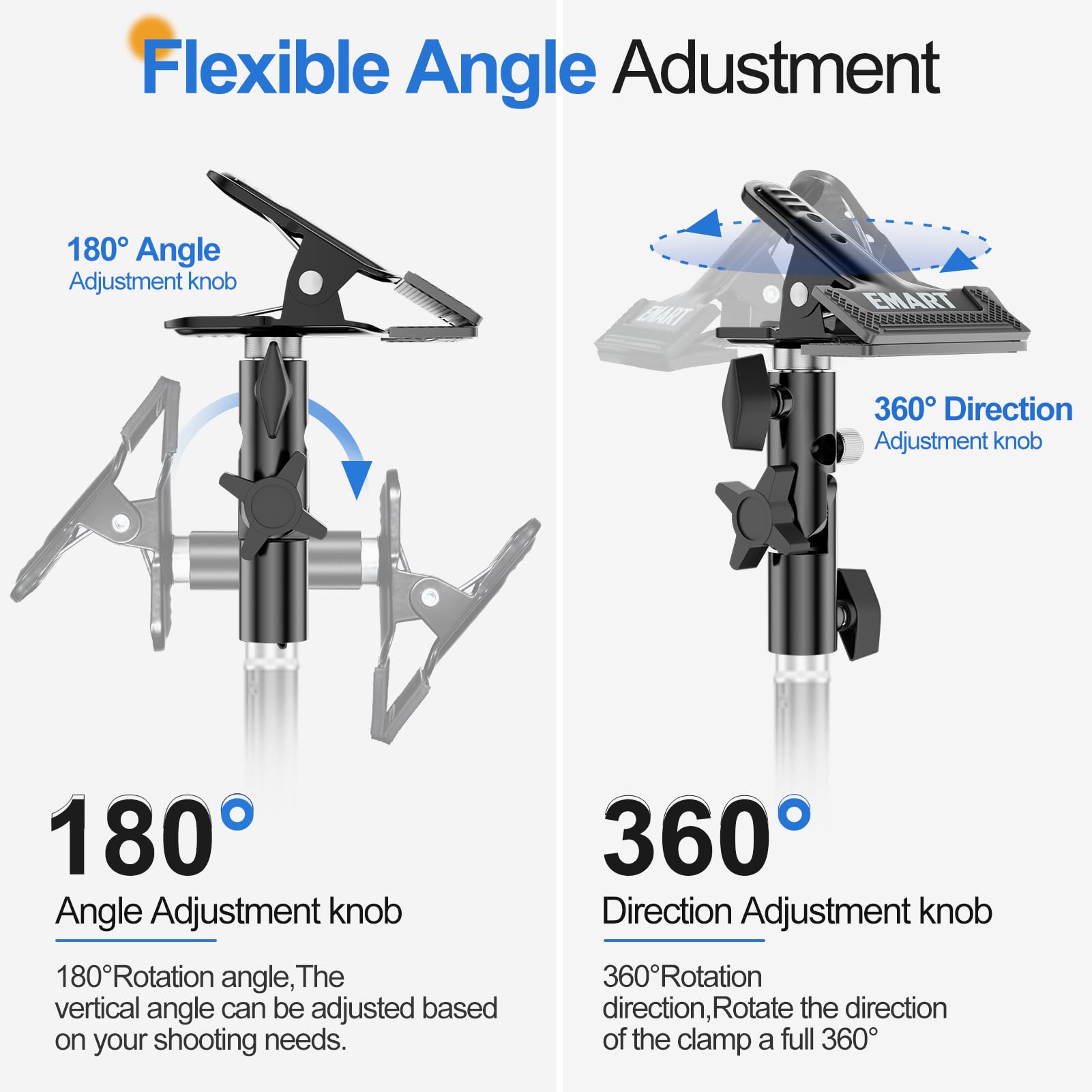 Emart Photography Reflector Holder For Reflector&Light Stand, Photo Video Studio 5/8'' Heavy Duty Metal Clamp Holder, Light Stan
