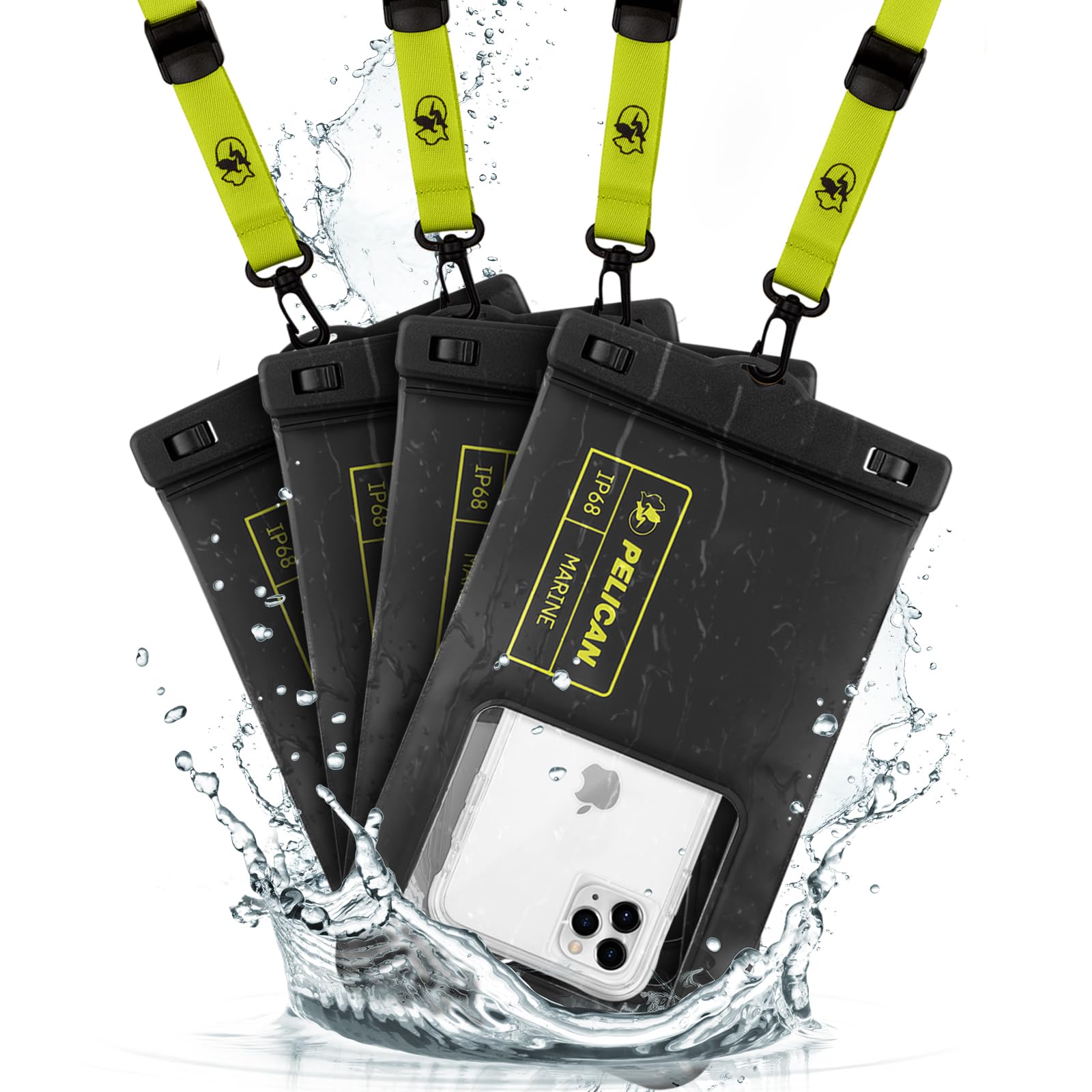 Pelican Marine 4 Pack   Ip68 Floating Waterproof Phone Pouch/Case (Xl Size)   Iphone 16 Pro Max/Iphone 15 Pro Max/14 Pro Max/13