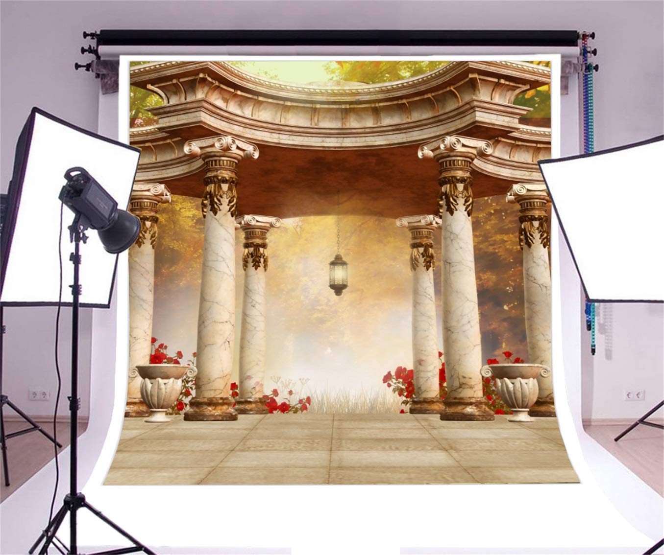 Lfeey 8X8Ft Wedding Garden Pavilion Backdrop Royal Gloriette Noble Gazebo Arbor Vintage Marble Columns Classic Kiosk Chic Pillar