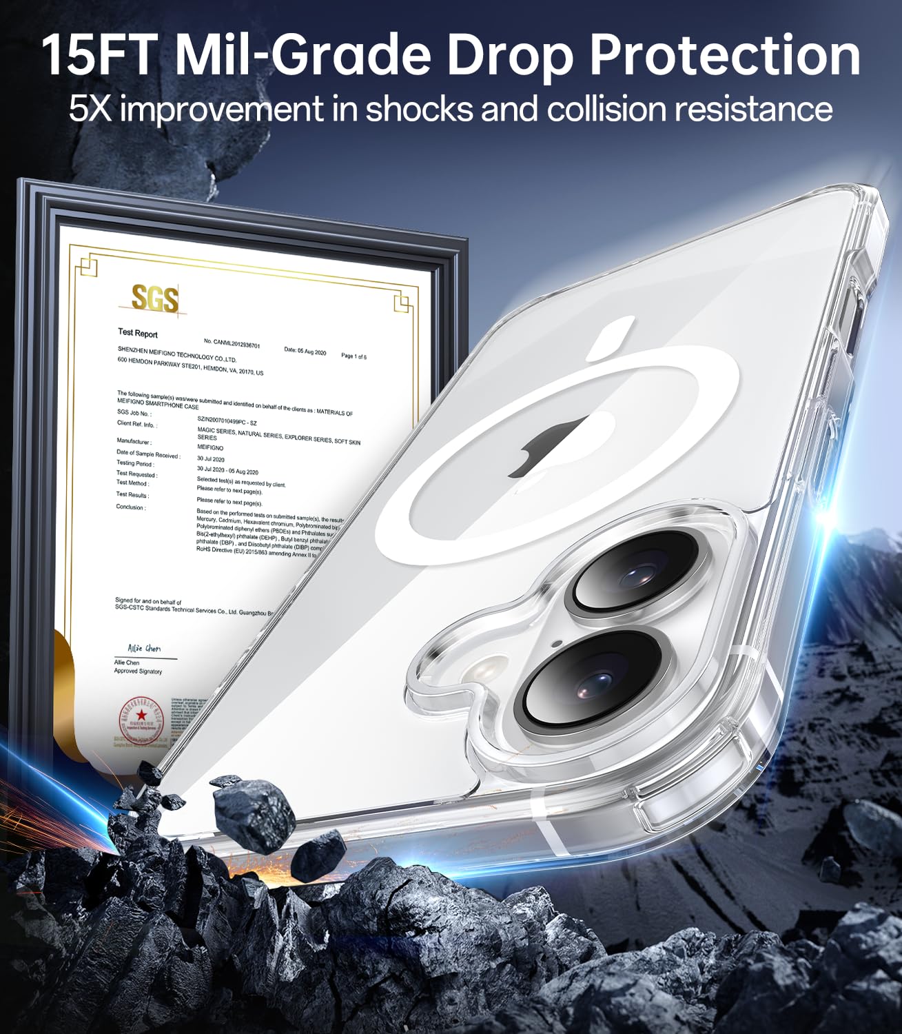 Meifigno Designed For Iphone 16 Plus Case, Compatible With Magsafe, Military Grade Protection, Hard Pc Back With Soft Edge, Shoc