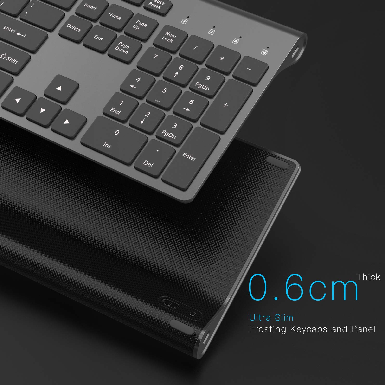 J Joyaccess Rechargeable Keyboard Wireless Slim And Full Sized Cordless Keyboard, Wireless Keyboard With Number Pad For Laptop,C