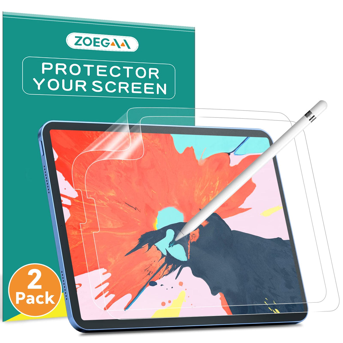 Zoegaa ?2 Pack? Ipad Pro 12.9 Screen Protector, Paper Screen Protector Compatible With Ipad Pro 12.9 (2022 & 2021 & 2020 & 2018 