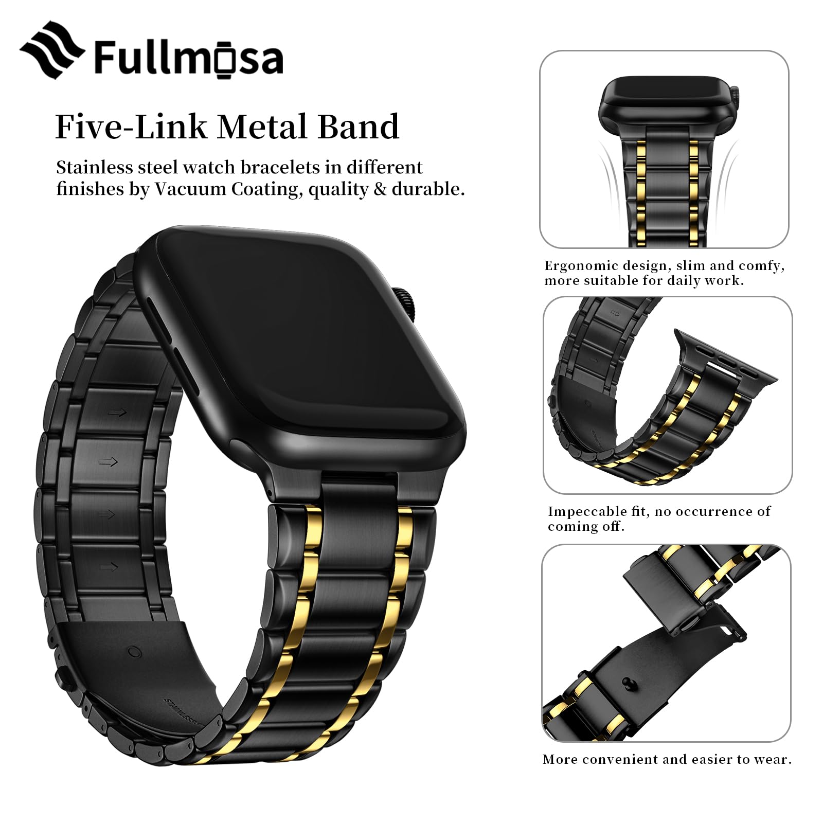 Fullmosa Compatible Metal Apple Watch Bands 41Mm 40Mm 38Mm 49Mm 46Mm 45Mm 44Mm 42Mm,Iwatch Band With Case For Apple Watch Ultra