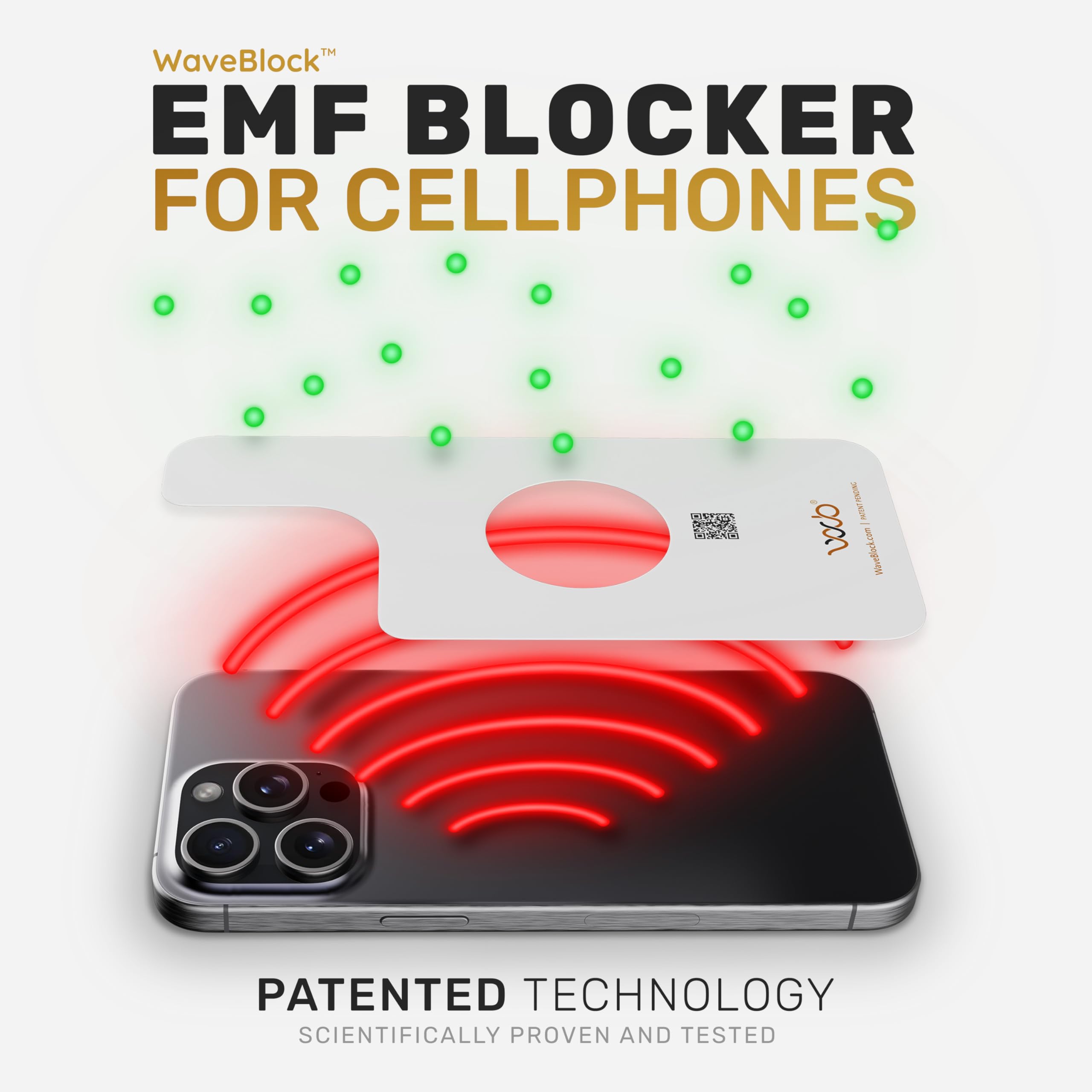 Waveblock Emf Blocker For Cell Phone   Made For Iphone 12/12 Pro / 13 Pro   The Only Patented Real Scientifically Backed Lab Tes