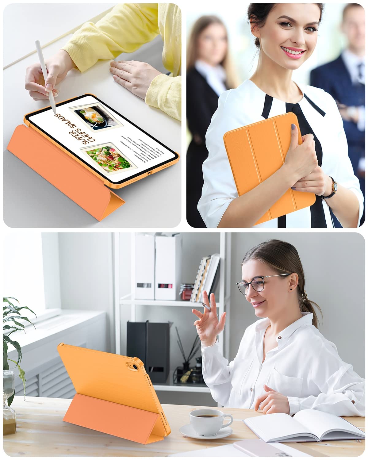 Soke Case For Ipad 11Th Generation (A16) 11 Inch 2025 & 10Th Gen 10.9 Inch 2022   [ Auto Wake/Sleep + Slim Trifold Stand], Protective Hard Pc Back Cover For Apple Ipad 11/10   Citrus