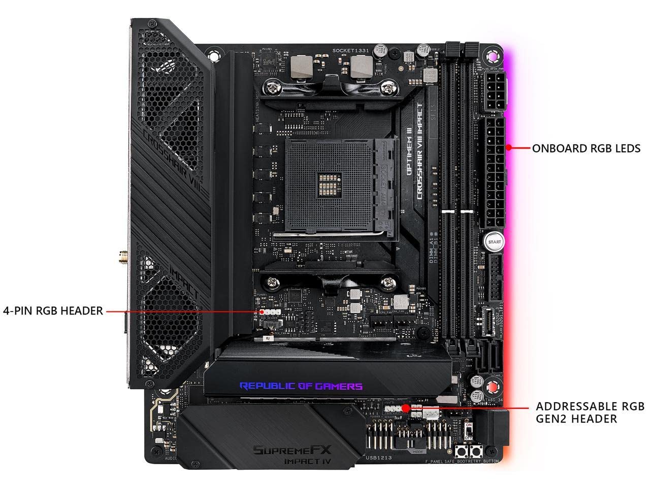 Asus Rog (X570) Crosshair Viii Impact, Amd, Am4, Ryzen 3000, (Mini Dtx) Sff Gaming Motherboard With Pcie 4.0, On Board Wifi 6 (8