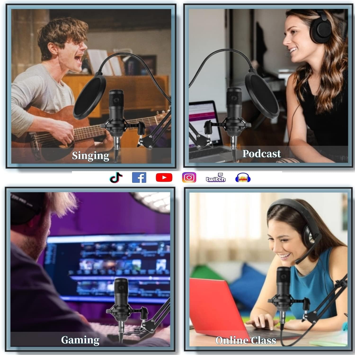 SKTEET Podcast Equipment Bundle with BM800 Mic & V8 Sound Card, Voice Changer, V8-Black, Perfect for Recording & Streaming