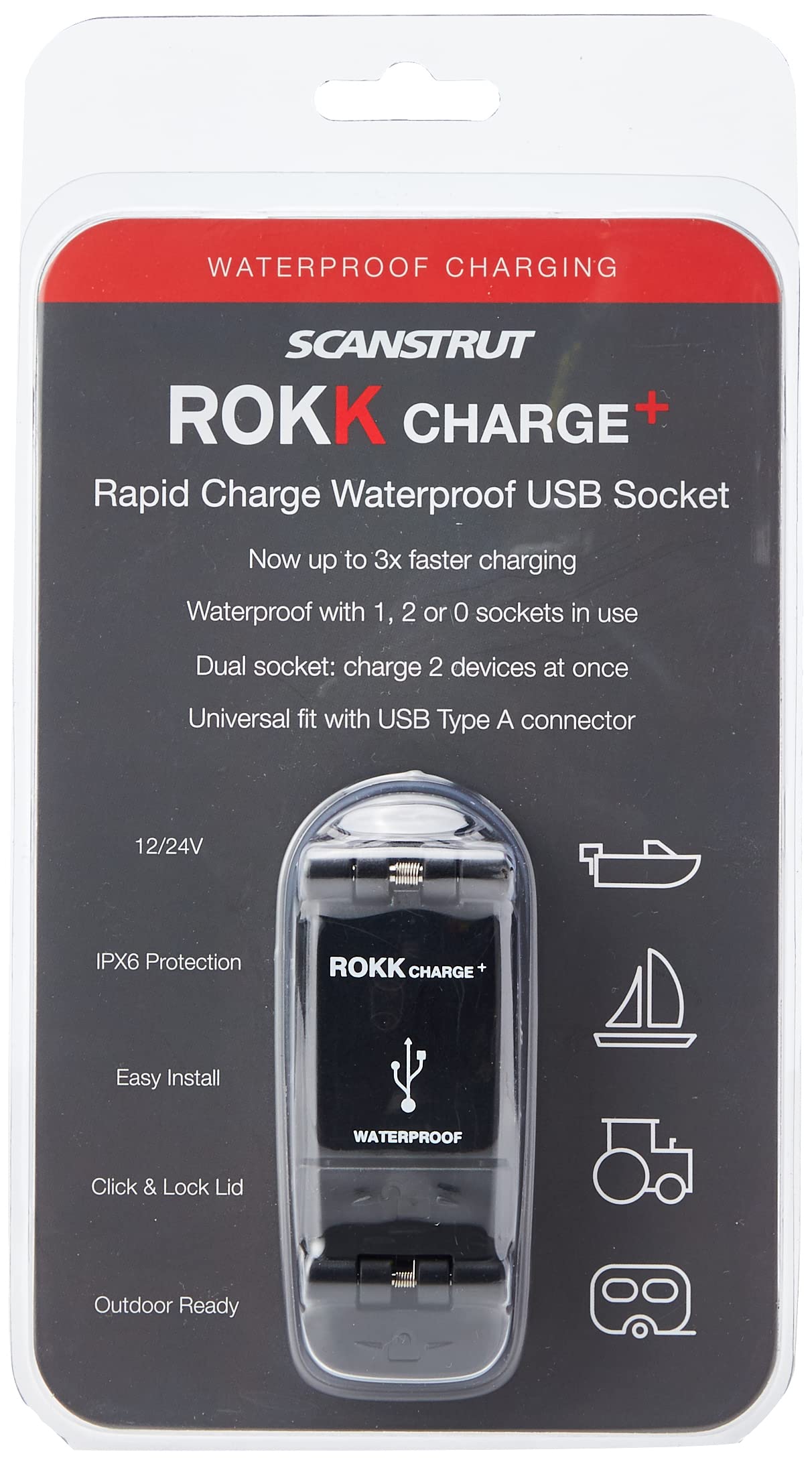 Scanstrut Sc Usb 02 Rokk Charge+ Waterproof Dual Usb Fast Charge Socket