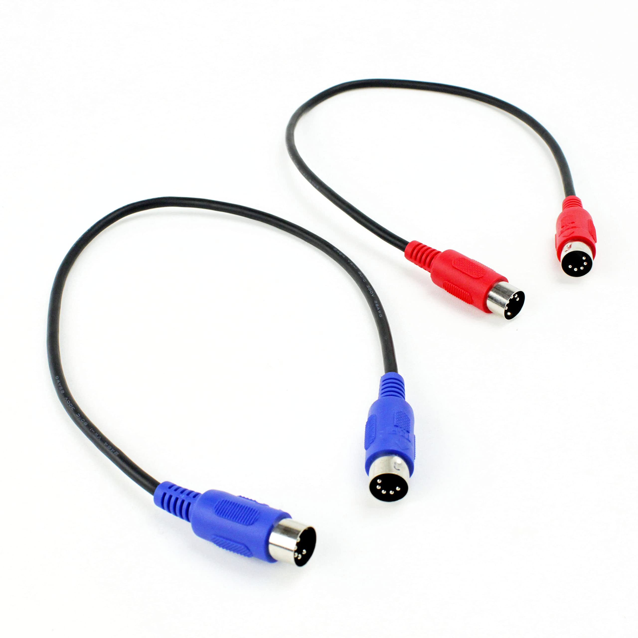 Zawdio Midi Patch Cable Set Of 2 5 Pin Din Male To Male 18'' Extension Adapter Cables