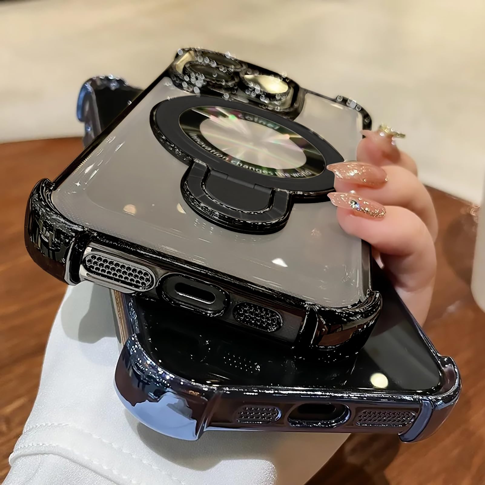 Uioeua For Iphone 12 Pro Max Case With Magnetic Ring Stand,[Compatible With Magsafe] Four Corners Shockproof [Military Grade Dro