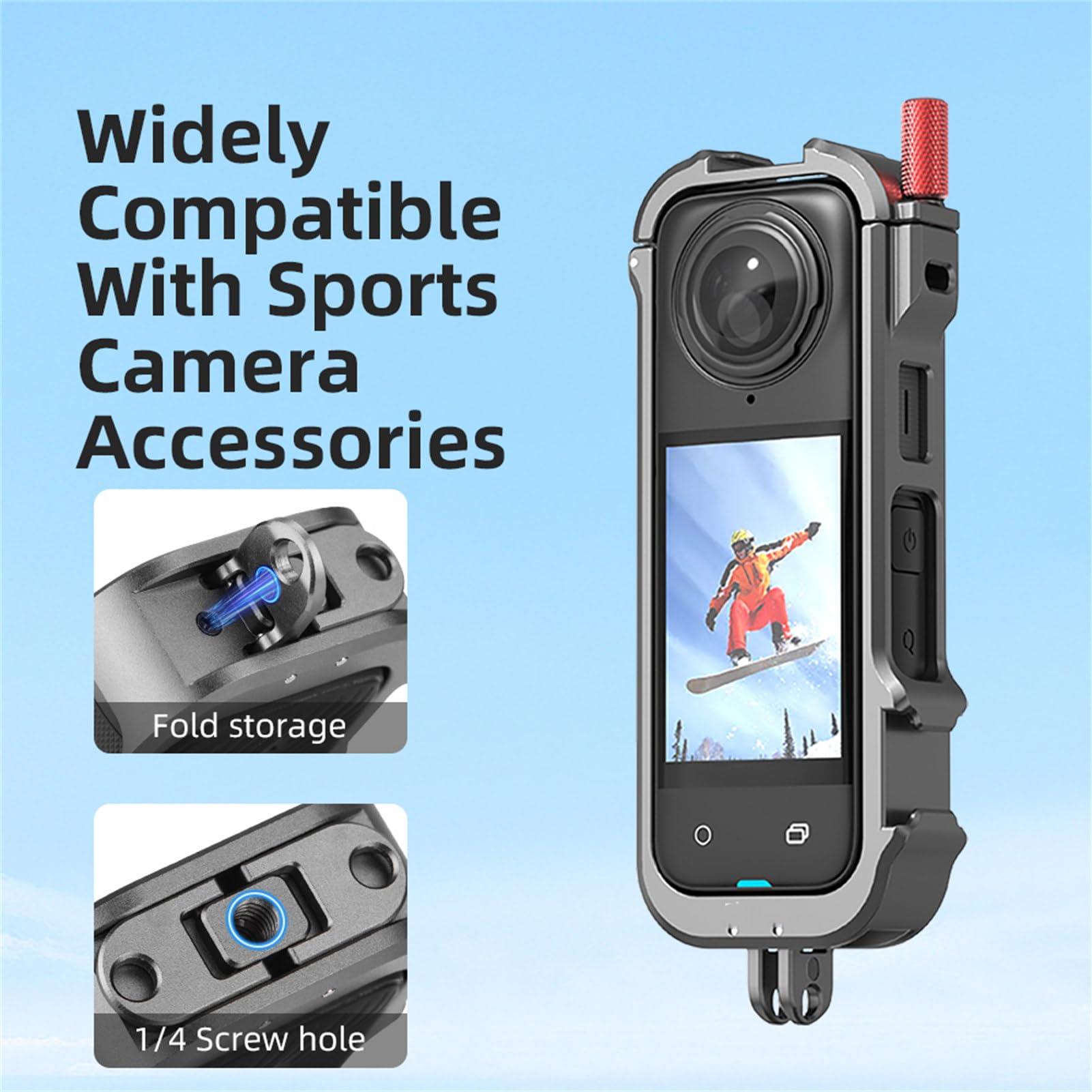 Metal Frame Cage For Insta360 X4 Action Camera Protective Housing Case Cage Rig For Insta360 X4 Accessories With 1/4'' Threads C