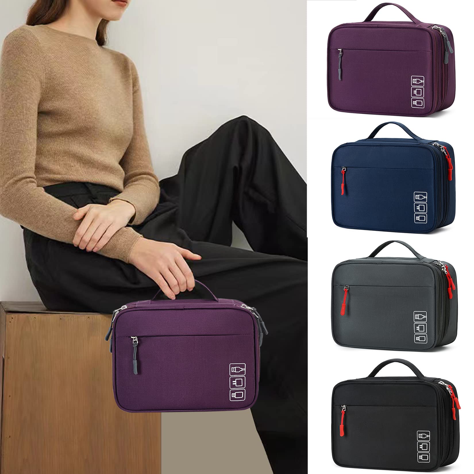 Mirlewaiy Electronic Organizer Accessory Tech Pouch Water-Resistent Travel Cable Storage Bag For Charger, Cables, Power Bank, Ha