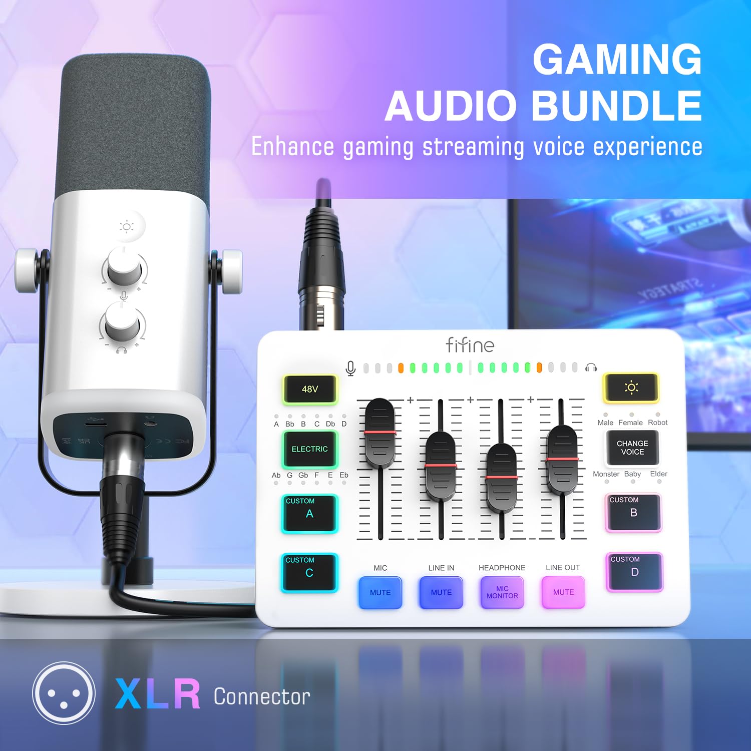 Fifine Gaming Equipment Bundle, Xlr/Usb Streaming Dynamic Microphone With Audio Mixer Set, Podcast Recording Mic With Gain Knob,