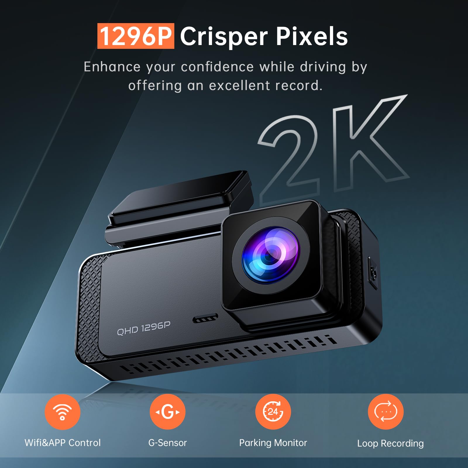 Dash Cam, 1296P Front Dashcam, Veement V300 Wifi Dash Camera For Cars With App, Night Vision, Mini Hidden Single Car Camera, Loo