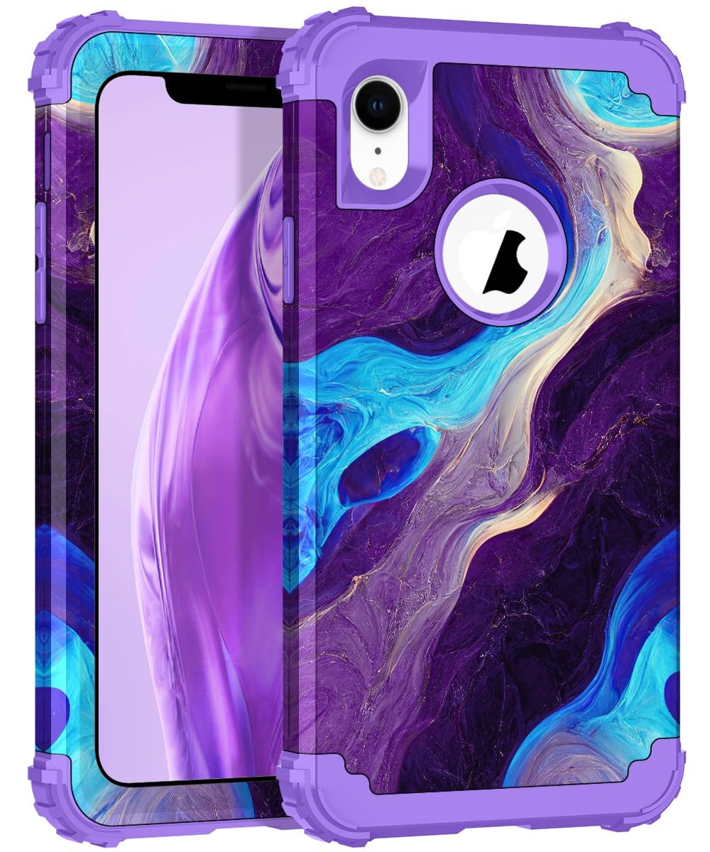 Hocase for iPhone XR Case, Heavy Duty Shockproof Protection Soft Silicone Rubber+Hard Plastic Bumper Hybrid Dual Layer Protectiv