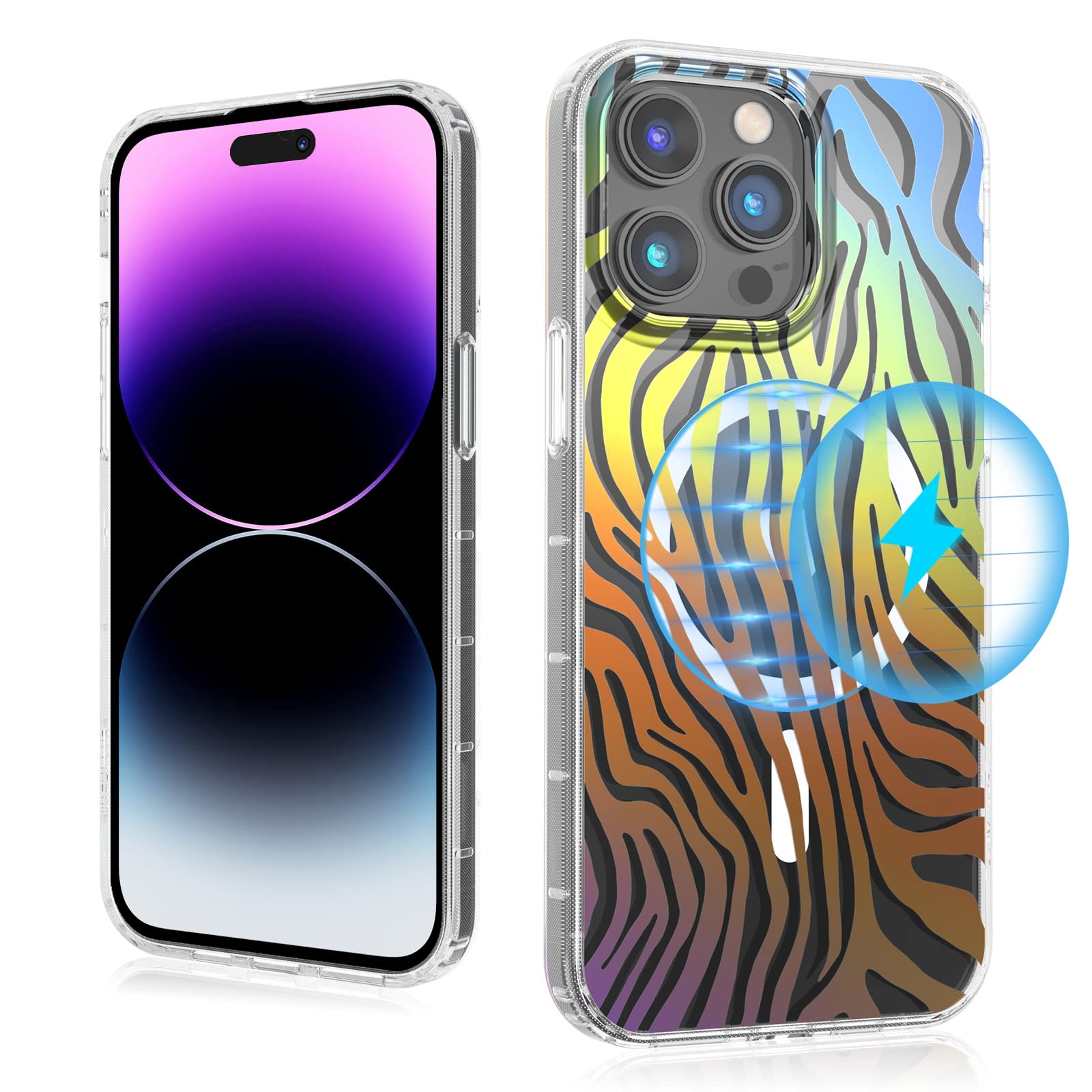 Mybat Pro Magnetic Slim Clear Case For Iphone 14 Pro Max Case 6.7 Inch, Compatible With Magsafe, Stylish Dazzle Color Mood Serie