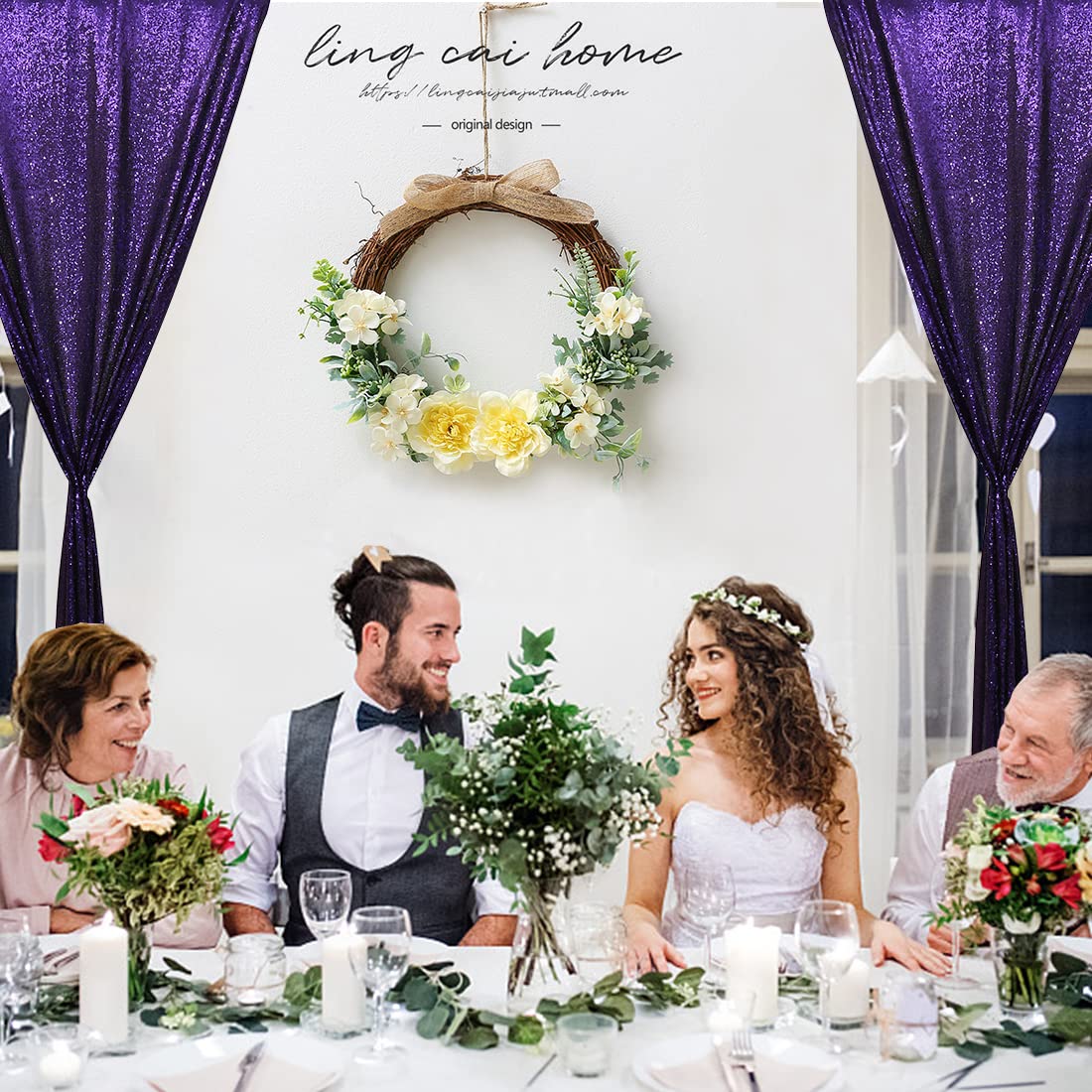 Purple Sequin Backdrop Curtains, 2 Panels Purple Sequin Backdrop, 2Ftx8Ft Sequin Curtains For Party Wedding Sequence Backdrop