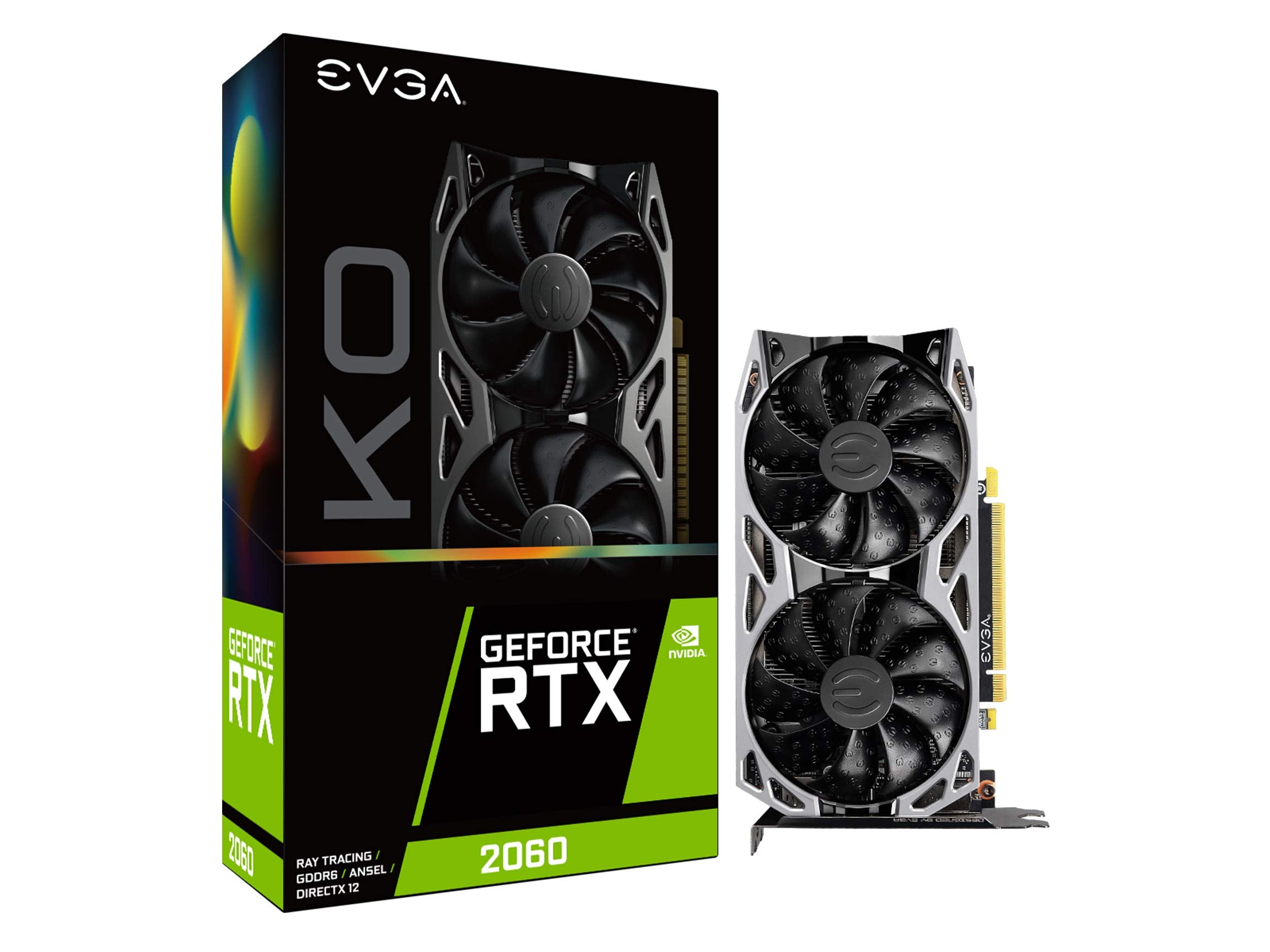 Evga 06G P4 2066 Kr Geforce Rtx 2060 Ko Gaming, 6Gb Gddr6, Dual Fans, Metal Backplate