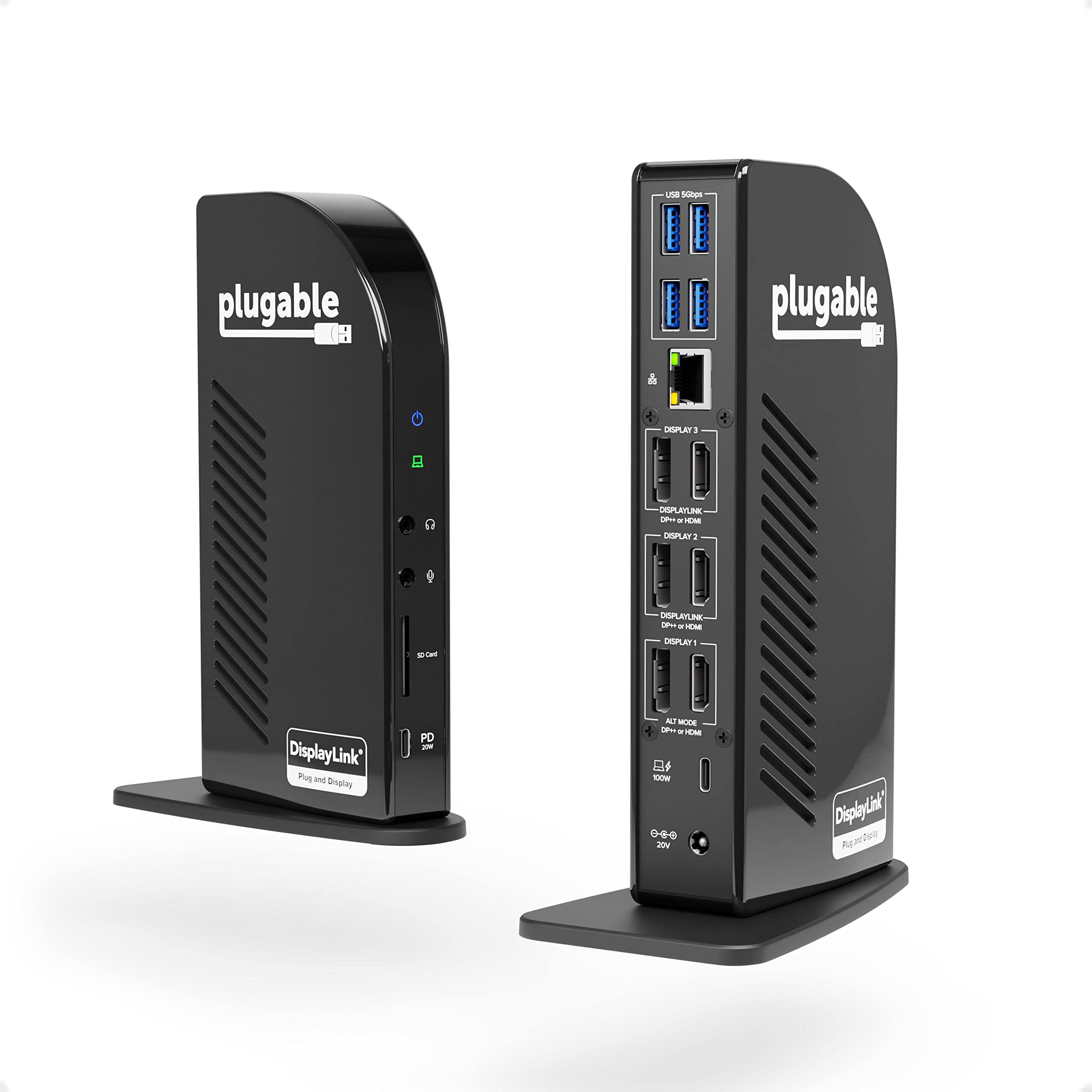Plugable 4K Usb C Docking Station Triple Monitor With 100W Charging, Usb C Dock
