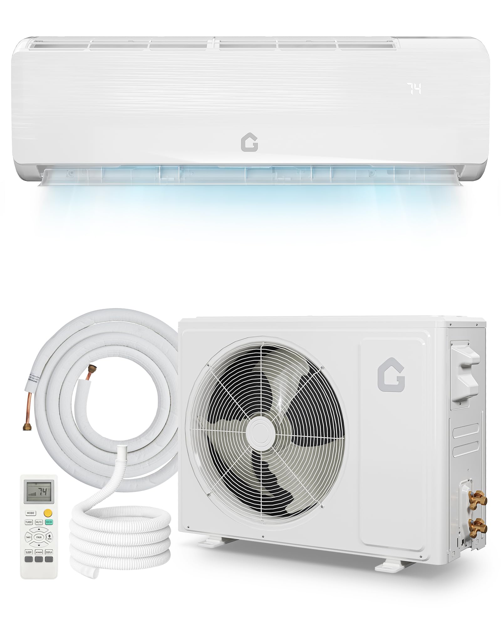 GarveeTech 18000 BTU Mini Split Air Conditioner - 19 SEER2 Ductless Inverter AC with 208-230V, Cools Up to 1250 Sq. Ft, Built-in