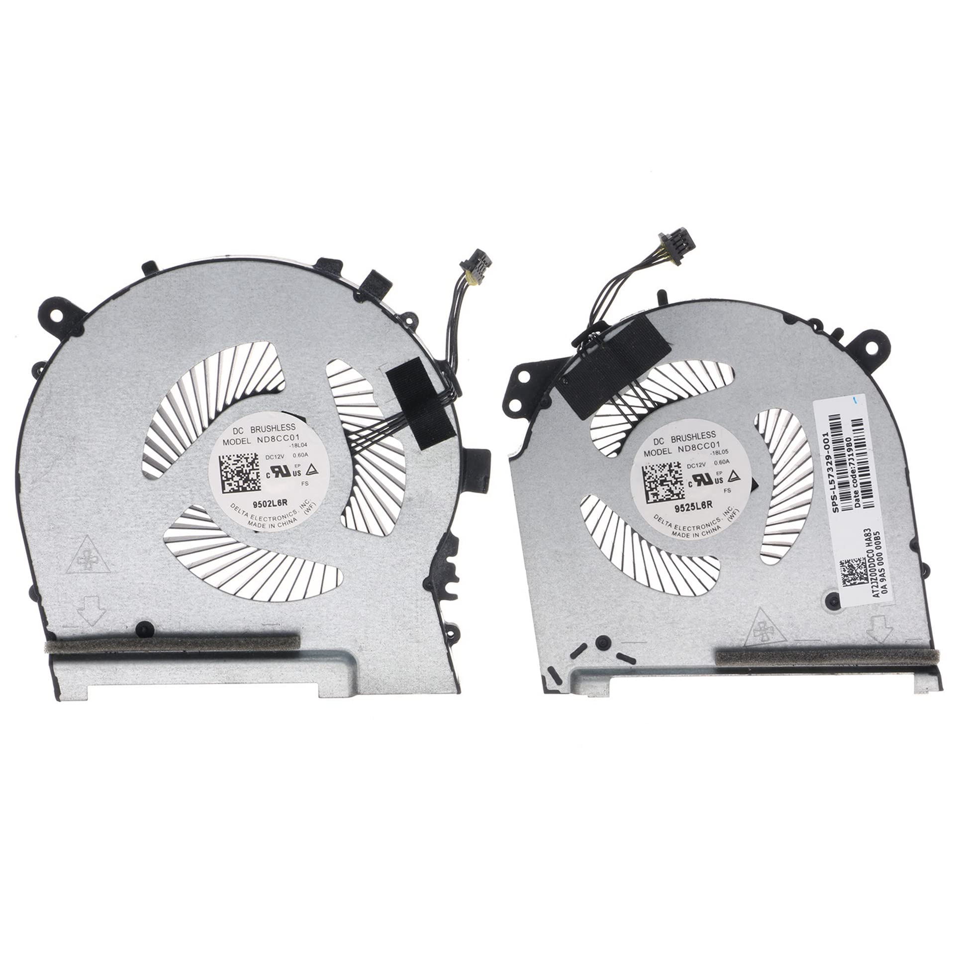 Replacement CPU&GPU Cooling Fan for HP Omen 15-DH 15-DH1070WM 15-DH0111TX 2019 Model L64445-001 L57329-001 ND8CC01-16L04 ND8CC01