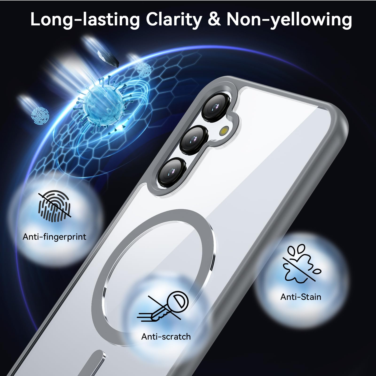 Owkey Galaxy A15 5G Phone Case, Magnetic Samsung Galaxy A15 5G Case For Magsafe With Tempered Glass Screen Protector, [Shockproo