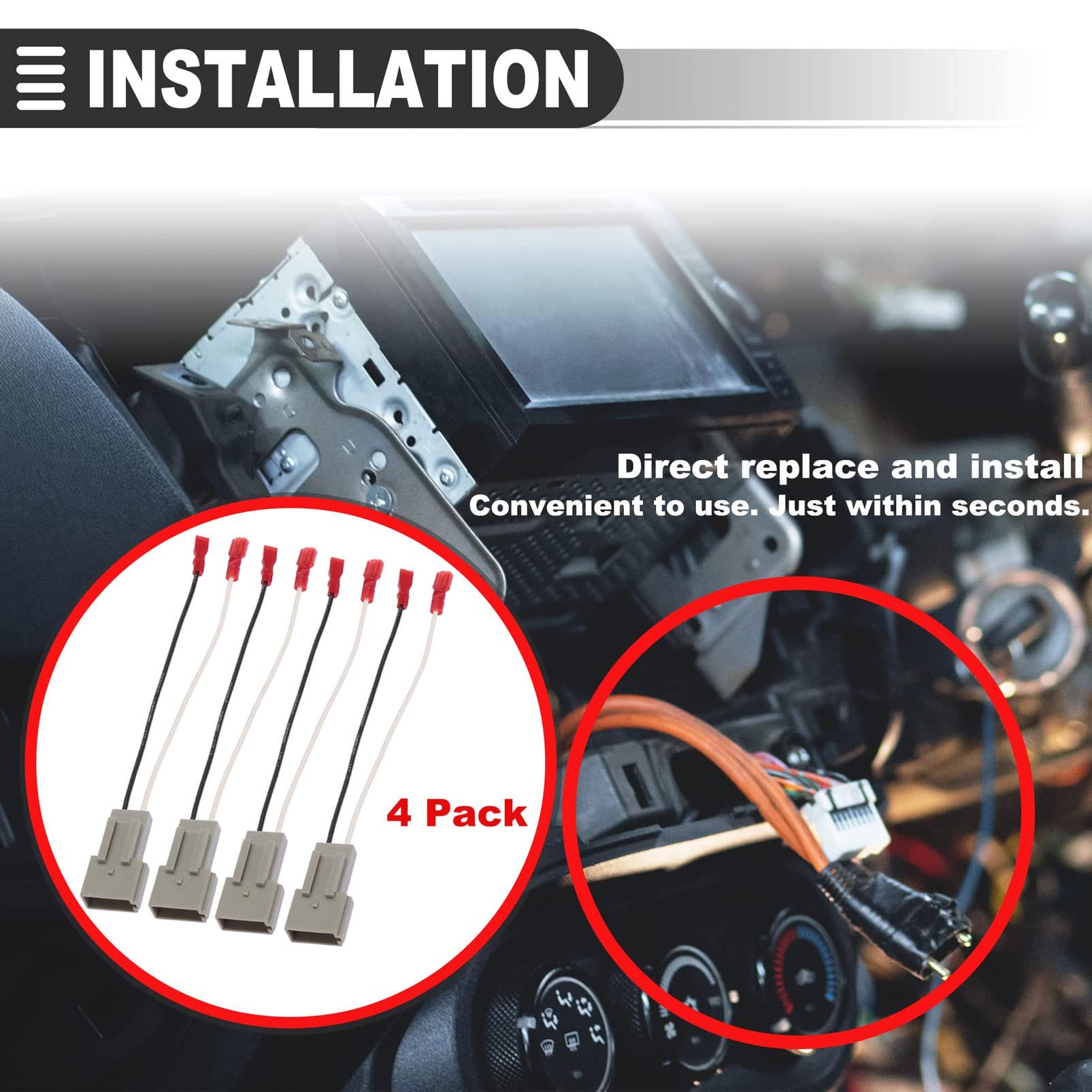 Car Speaker Wiring Harnesses, 4 Pack 72 5512 Car Speaker Connector Harness Adapter For Ford F 150 F 350 For Ranger 1995 1997 Mus