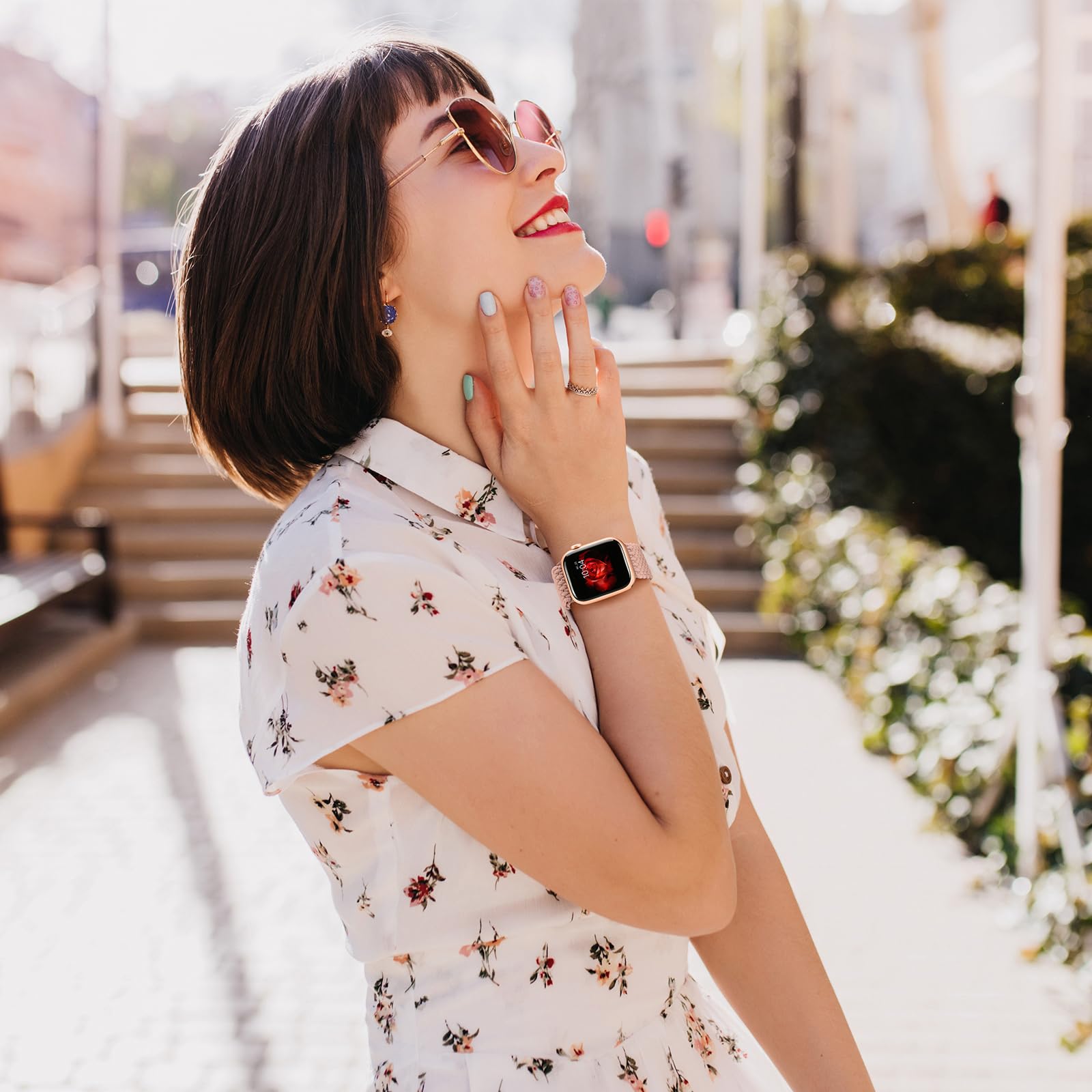 Braided Solo Loop Compatible With Apple Watch Band 42Mm 44Mm 45Mm 49Mm Women Men, Adjustable Stretchy Bands Elastic Sport Wristb