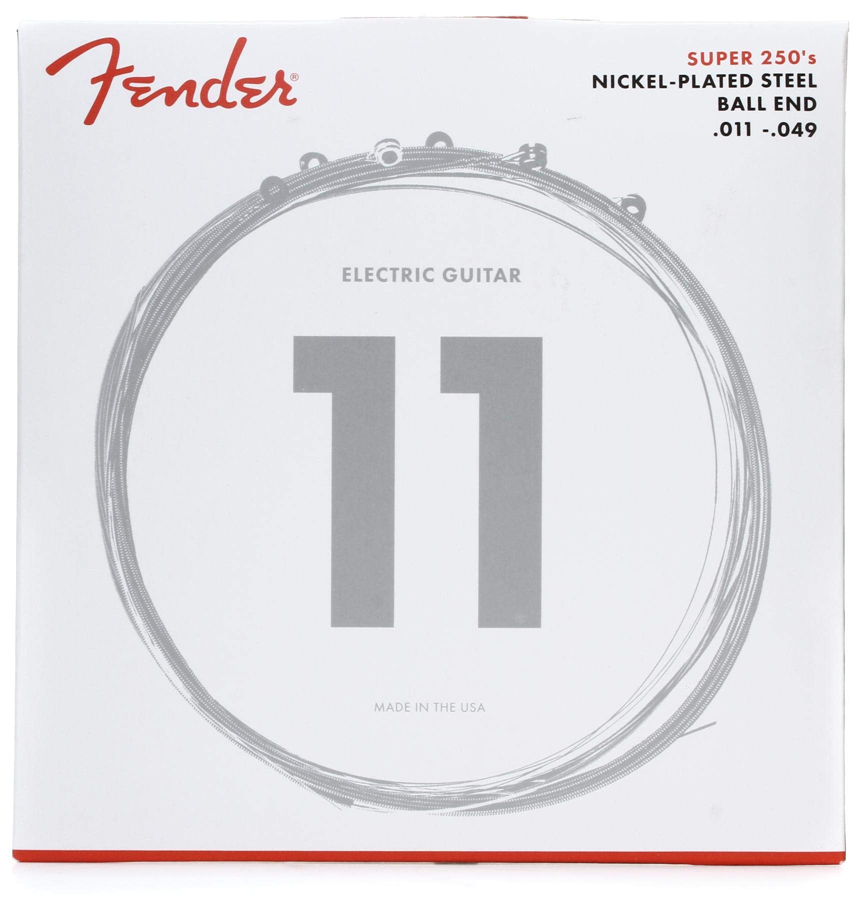 Fender Super 250 Electric Guitar Strings, Nickel Plated Steel, Ball End, 250M .011 .049