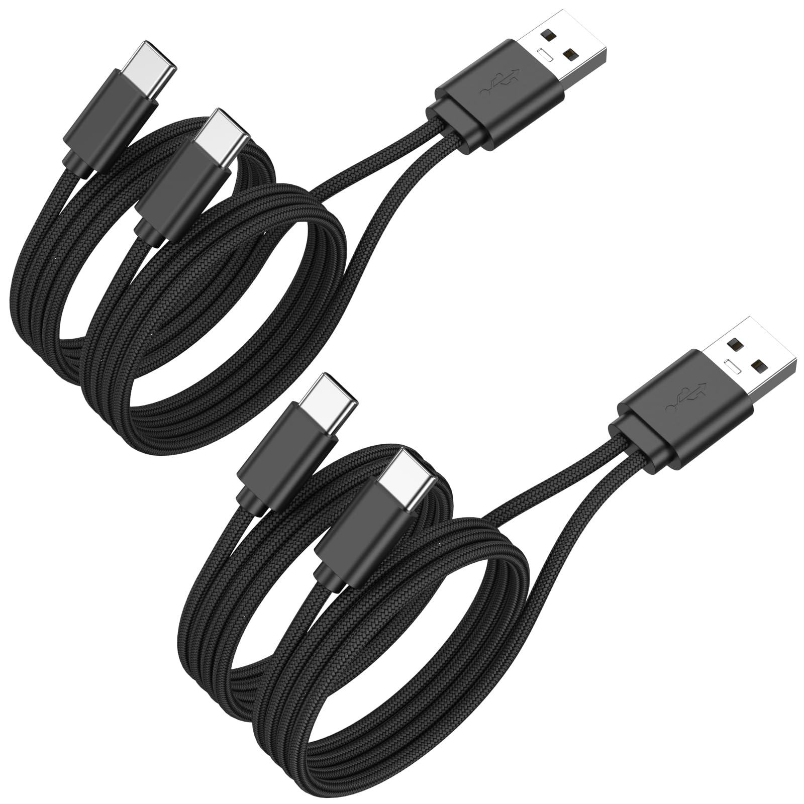 1.5FT 2Pack USB C Splitter Adapter, 2 in1 USB A Male to Dual Type C Male Port Power Charging Splitter (Only for Charging, Not Tr