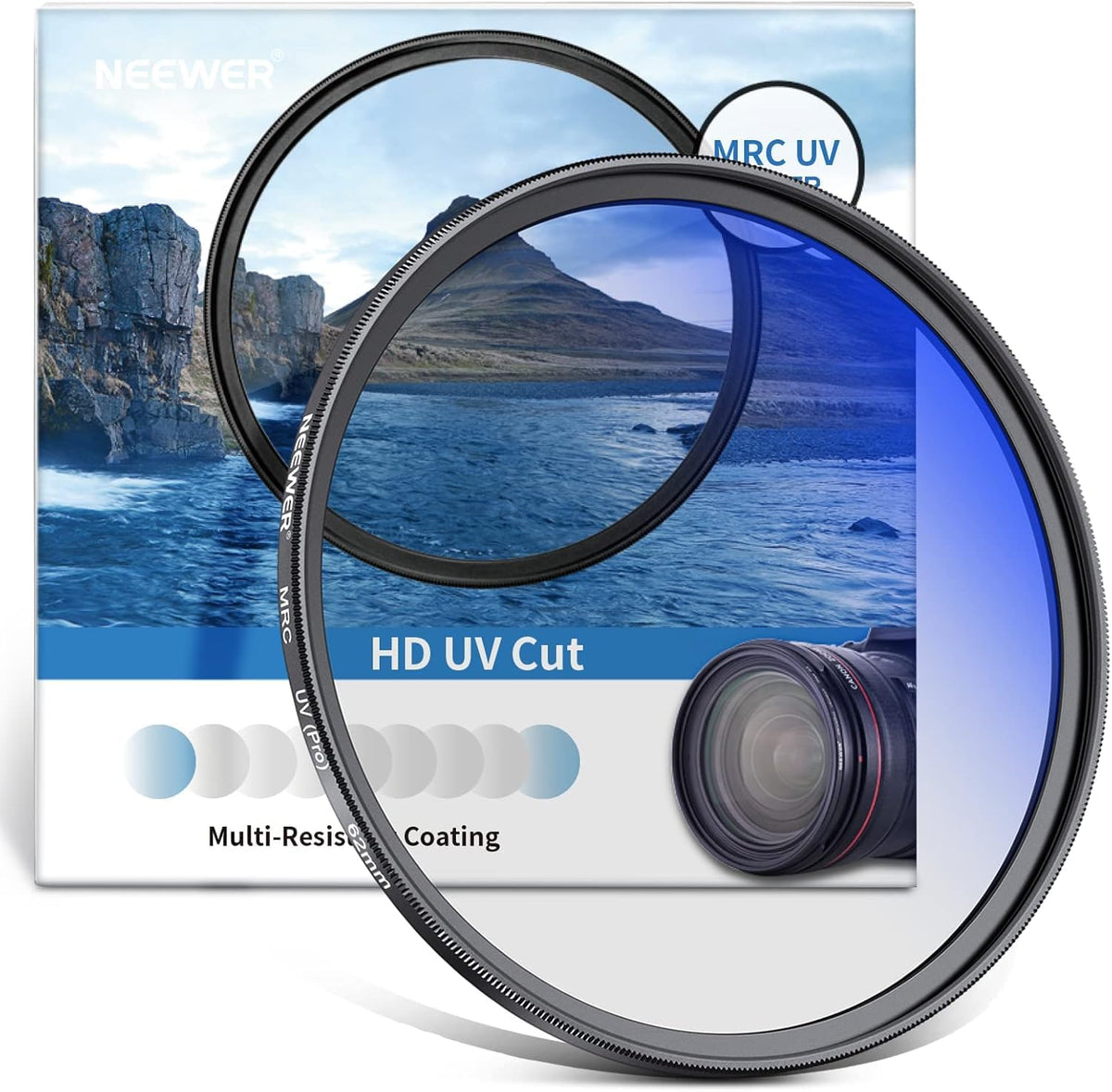Neewer 62Mm Mrc Uv Protection Filter 30 Layer Multi Resistant Nano Coatings/Hd Optical Glass/Water Repellent/Scratch Resistant/A