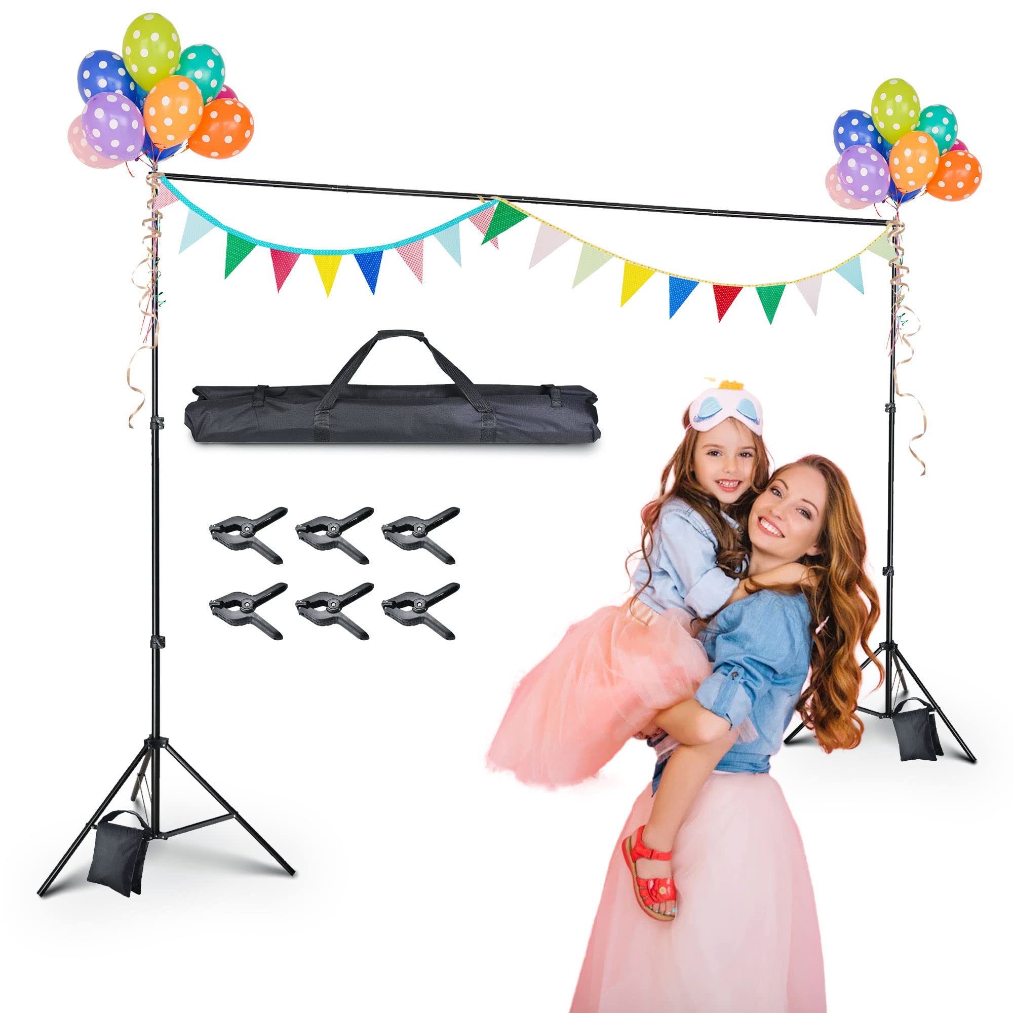 Aw Backdrop Stand 10 X 7Ft/3M X 2.1M Adjustable Parties Background Support System Stand With 6 Clamps 2 Sand Bags For Studio Pho