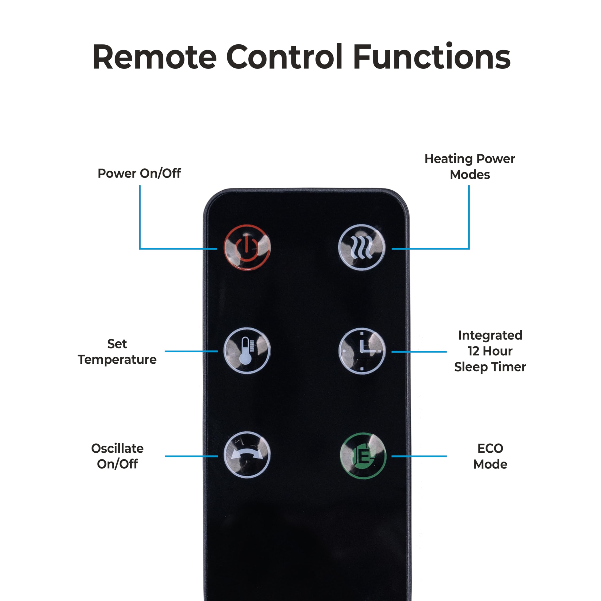 Comfort Zone Space Heaters For Indoor Use, 30 Inch, Remote Control, Thermostat, 12H Timer, 50 Degree Oscillation, 4 Modes, Porta
