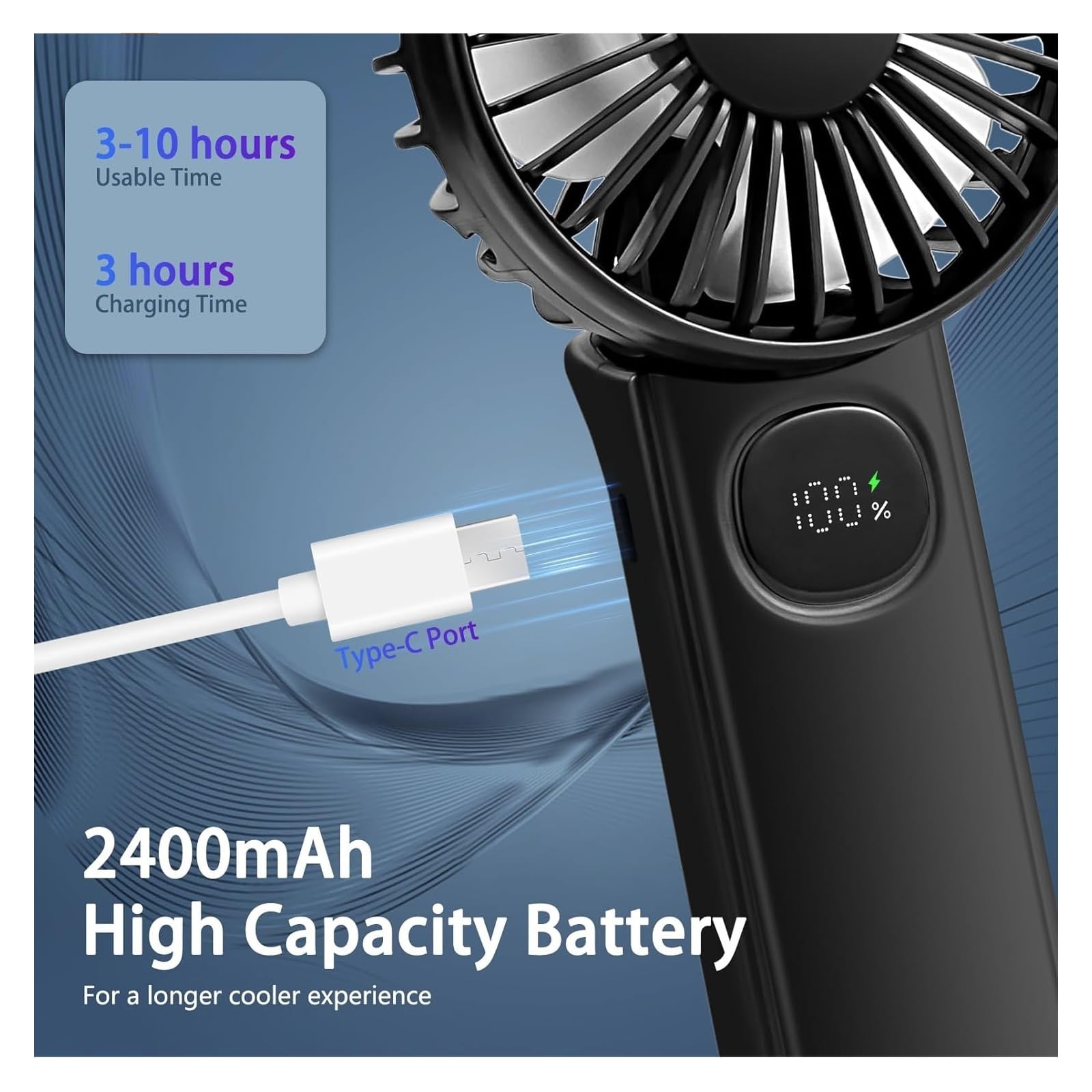 2 Pack 5 Speed Mini Fan Handheld Fan Portable Fan For Travel Essentials,Small Fan Personal Fan Neck Fan Travel Fan Hand Held Fan