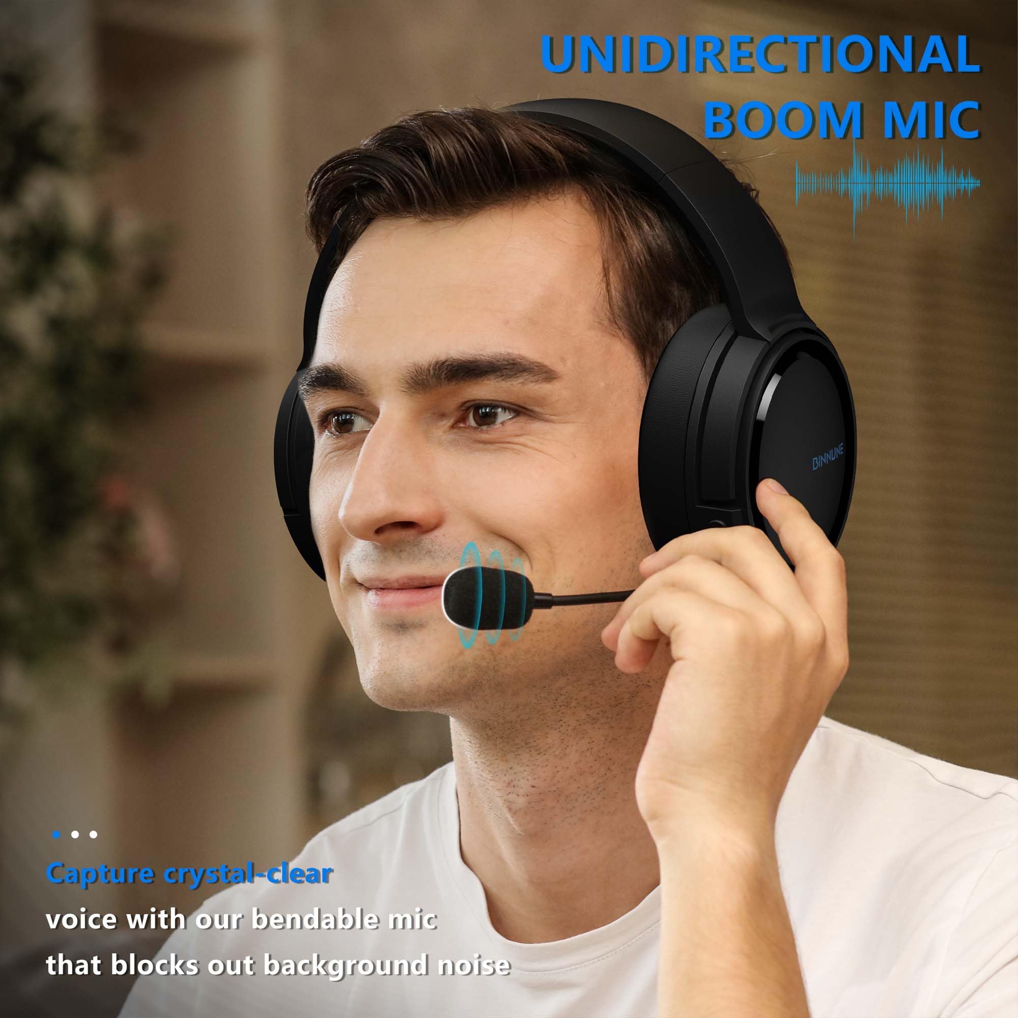 Binnune Wireless Gaming Headset, 2.4Ghz Gaming Headphones For Ps4, Ps5, Pc, Ns, Bluetooth 5.3 Headphones With 40Hr Battery, Nois