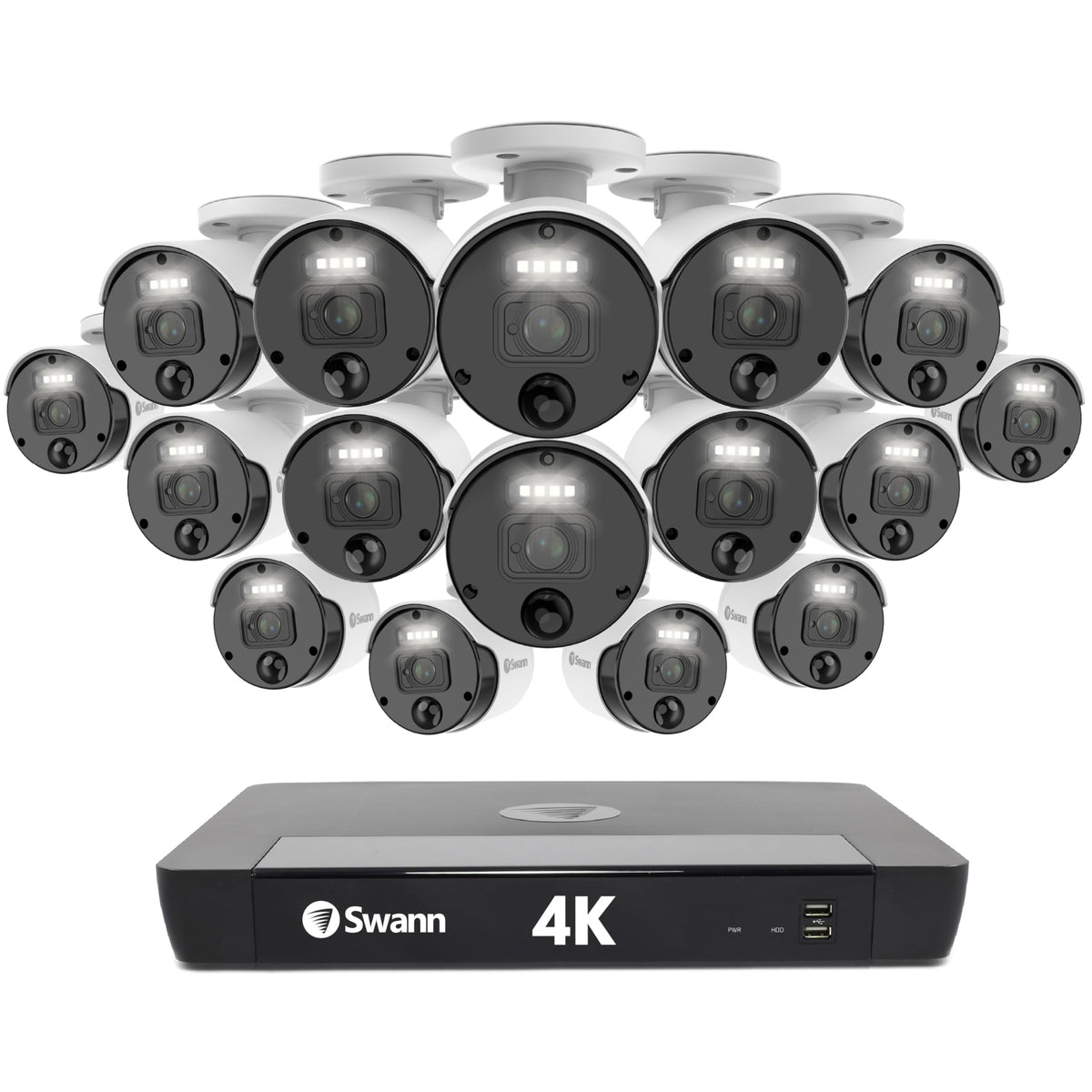 Swann 4K Master Security Camera,16 Channel Nvr With 2Tb Hdd, 16X Bullet Ip Cameras, Indoor/Outdoor Poe Wired, 24/7 Home Surveill