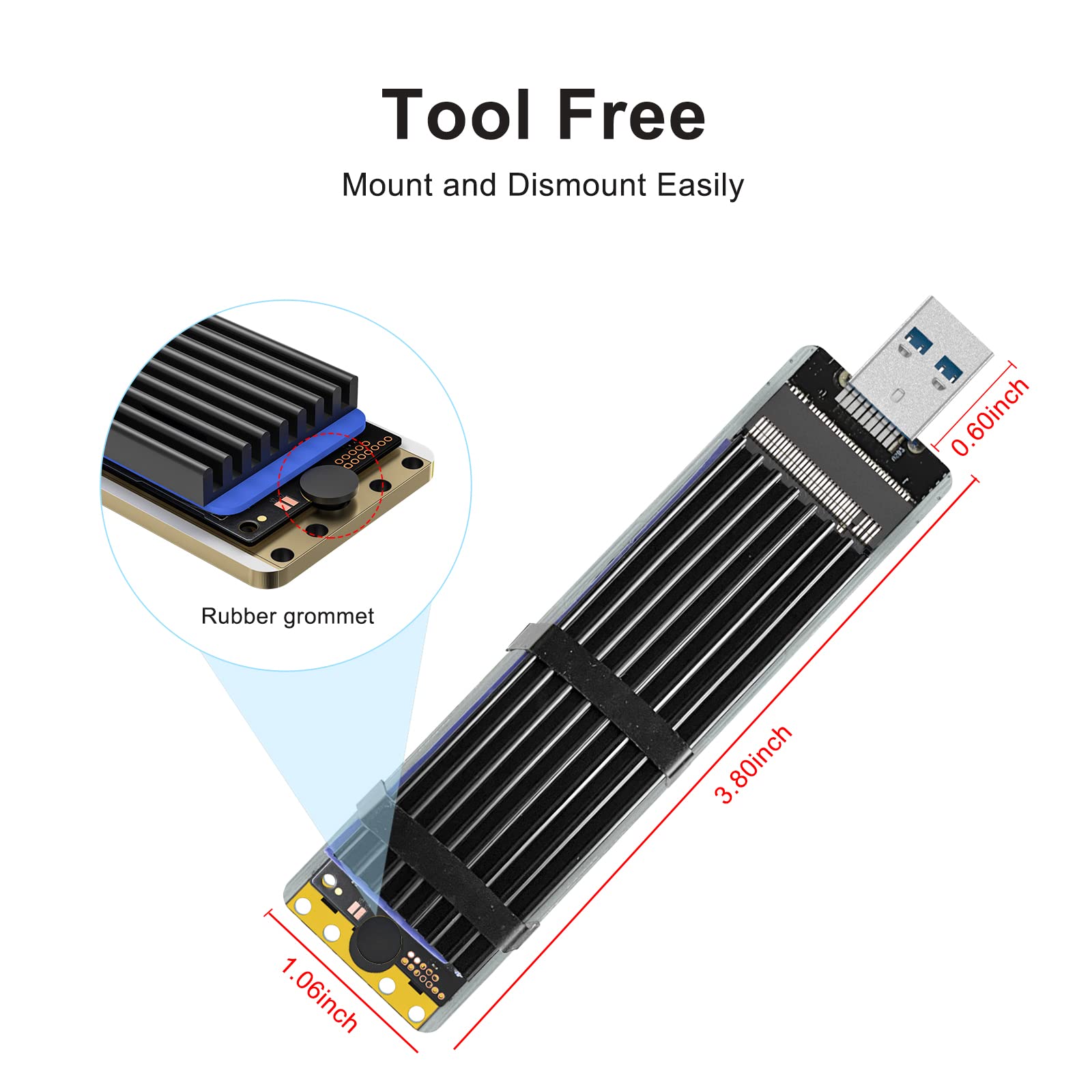 Anyoyo M.2 To Usb Adapter, Nvme To Usb Adapter M.2 To Usb 3.1 Adapter 10 Gbps Converter Reader Compatible With M.2 Nvme/Sata(Ngf