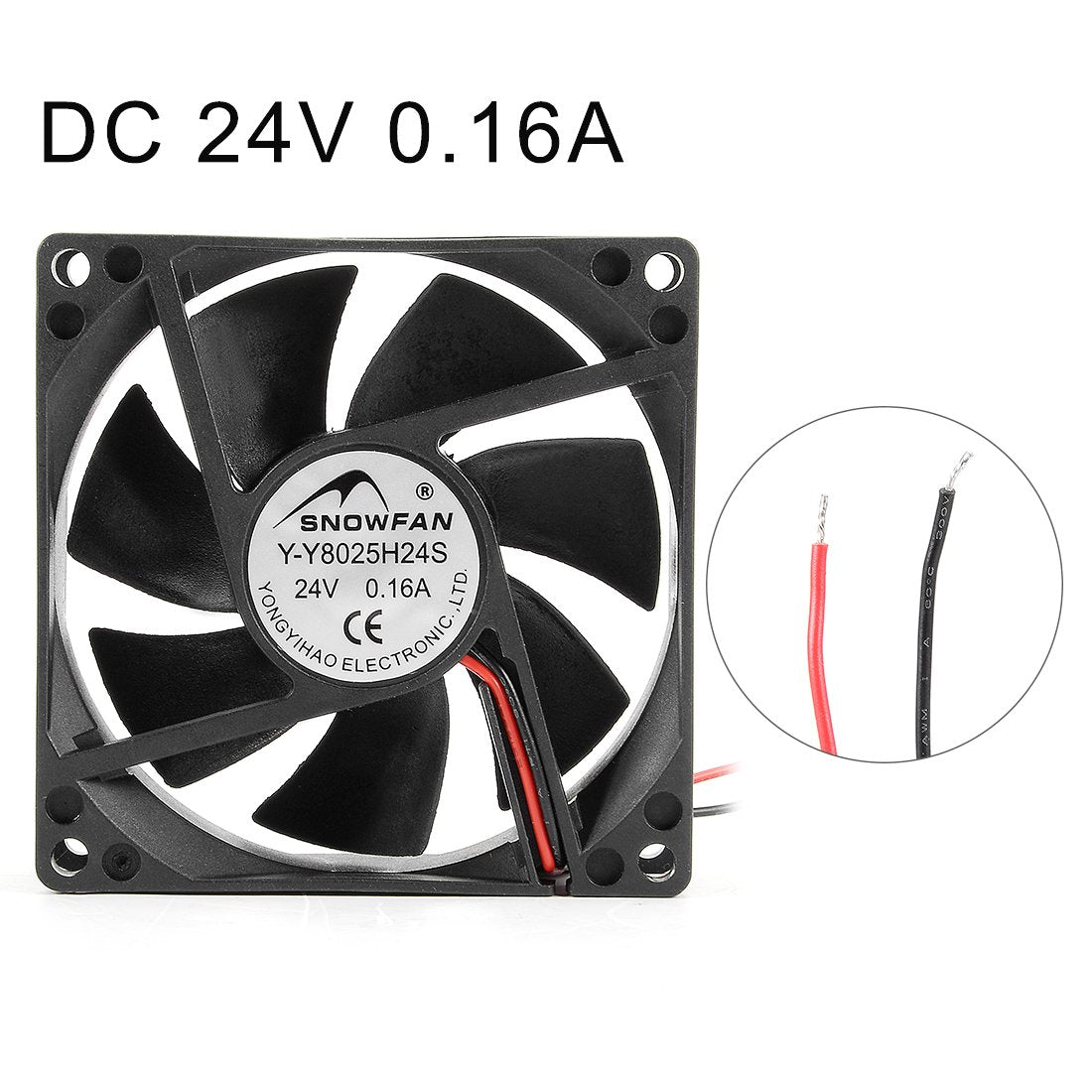 Uxcell 80Mm X 80Mm X 25Mm 8025 24V Dc Cooling Fan With Long Life Sleeve Bearings